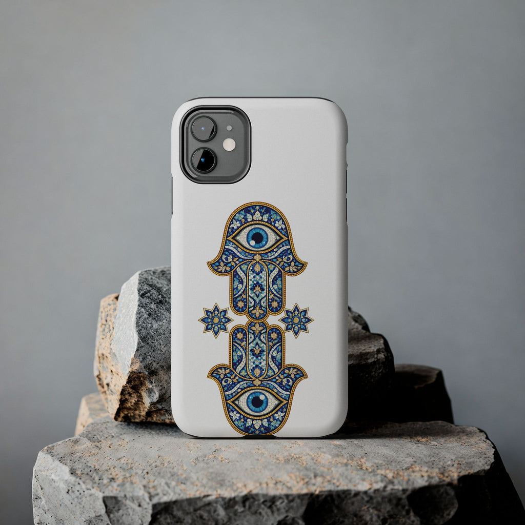 Hamsa Eye Tough Phone Case — Blue Mosaic Protective Phone Cover