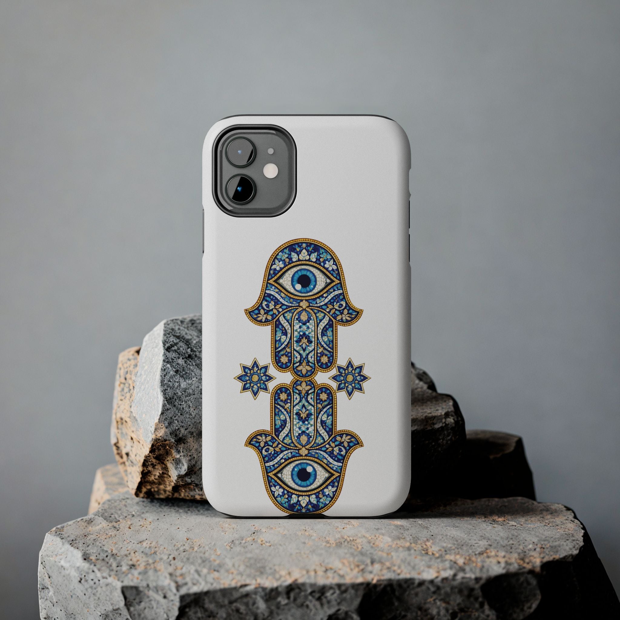Hamsa Eye Tough Phone Case — Blue Mosaic Protective Phone Cover
