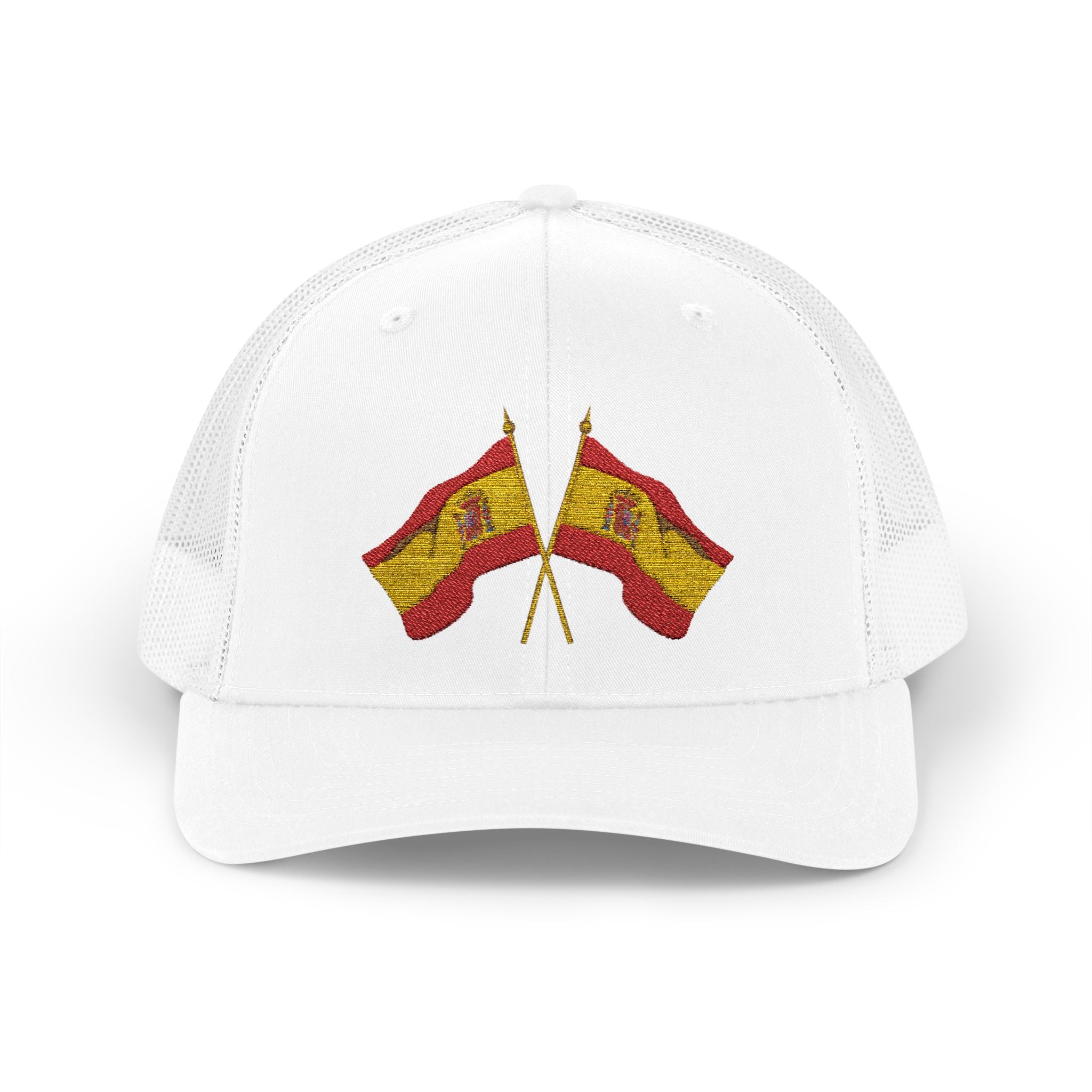 Spanish Flag Trucker Cap - Glitter Crossed Flags Snapback for Spain Fans