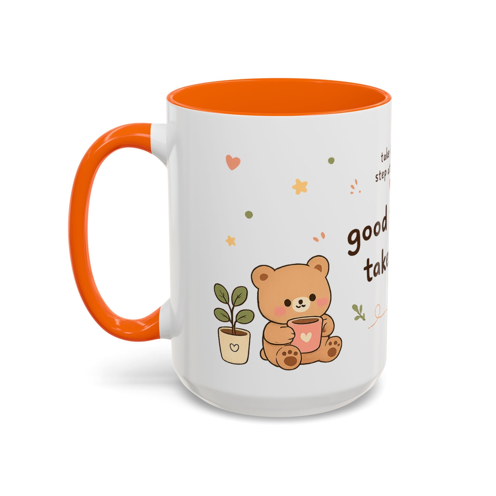 Inspirational Accent Coffee Mug — "Good Things Take Time" Motivational Ceramic Mug