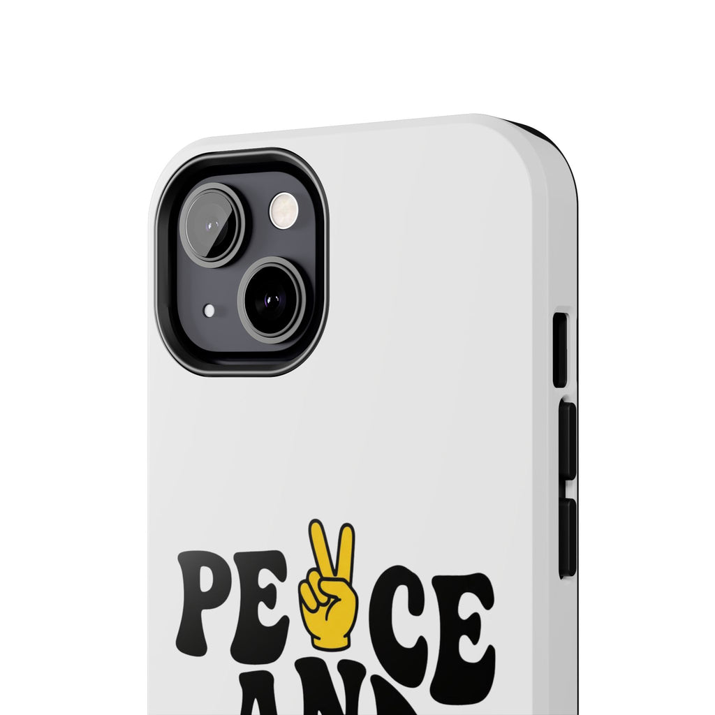 Peace and Love Tough Phone Case — Retro Peace Sign & Heart Protective Cover