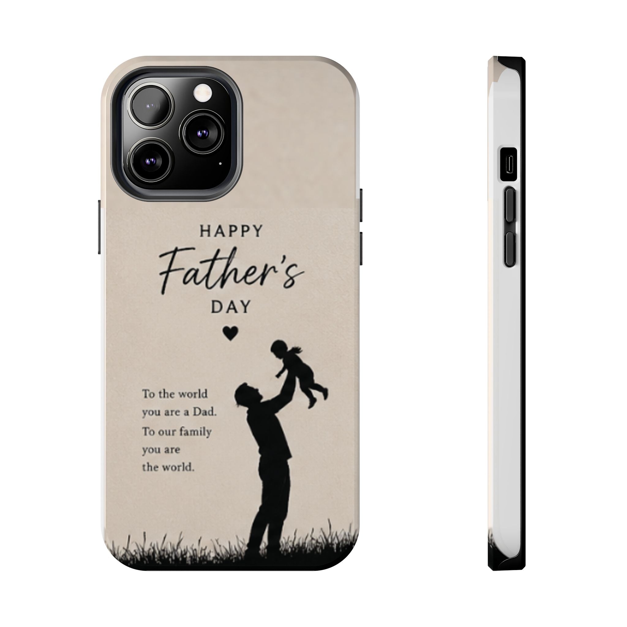 Father's Day Tough Phone Case — "Happy Father's Day" Silhouette Dad & Child Protective Cover