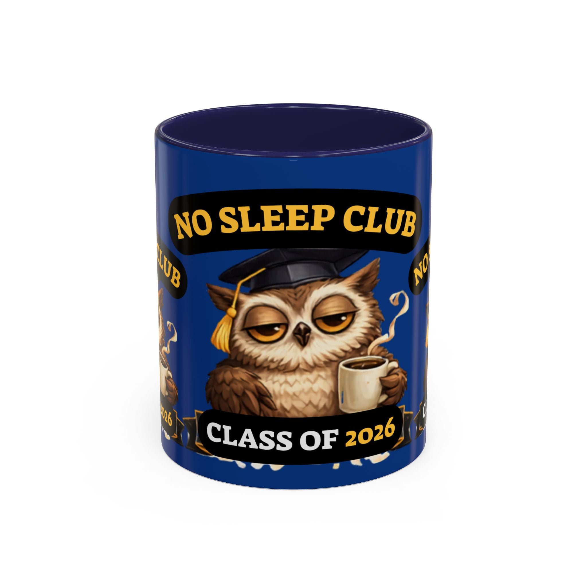 No Sleep Club Class of 2026 Coffee Mug — Graduation Owl Accent Mug (11/15oz)