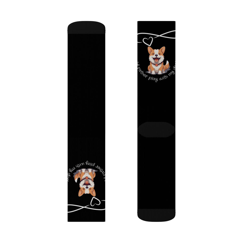 Corgi Love Sublimation Socks — "You’re My Favorite" Cute Dog Crew Socks