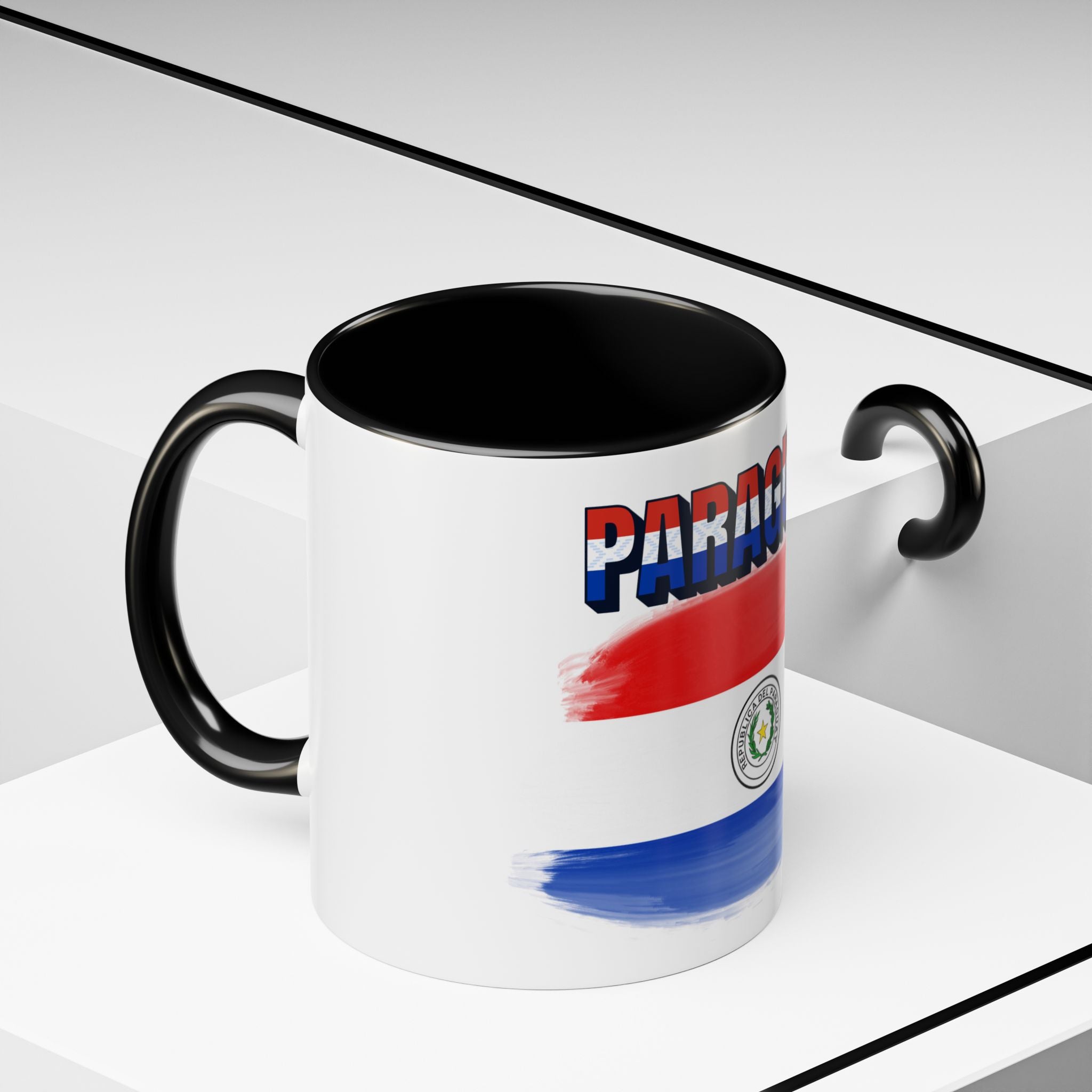 Paraguay Flag Accent Coffee Mug – Patriotic Red White Blue Souvenir (11/15 oz)