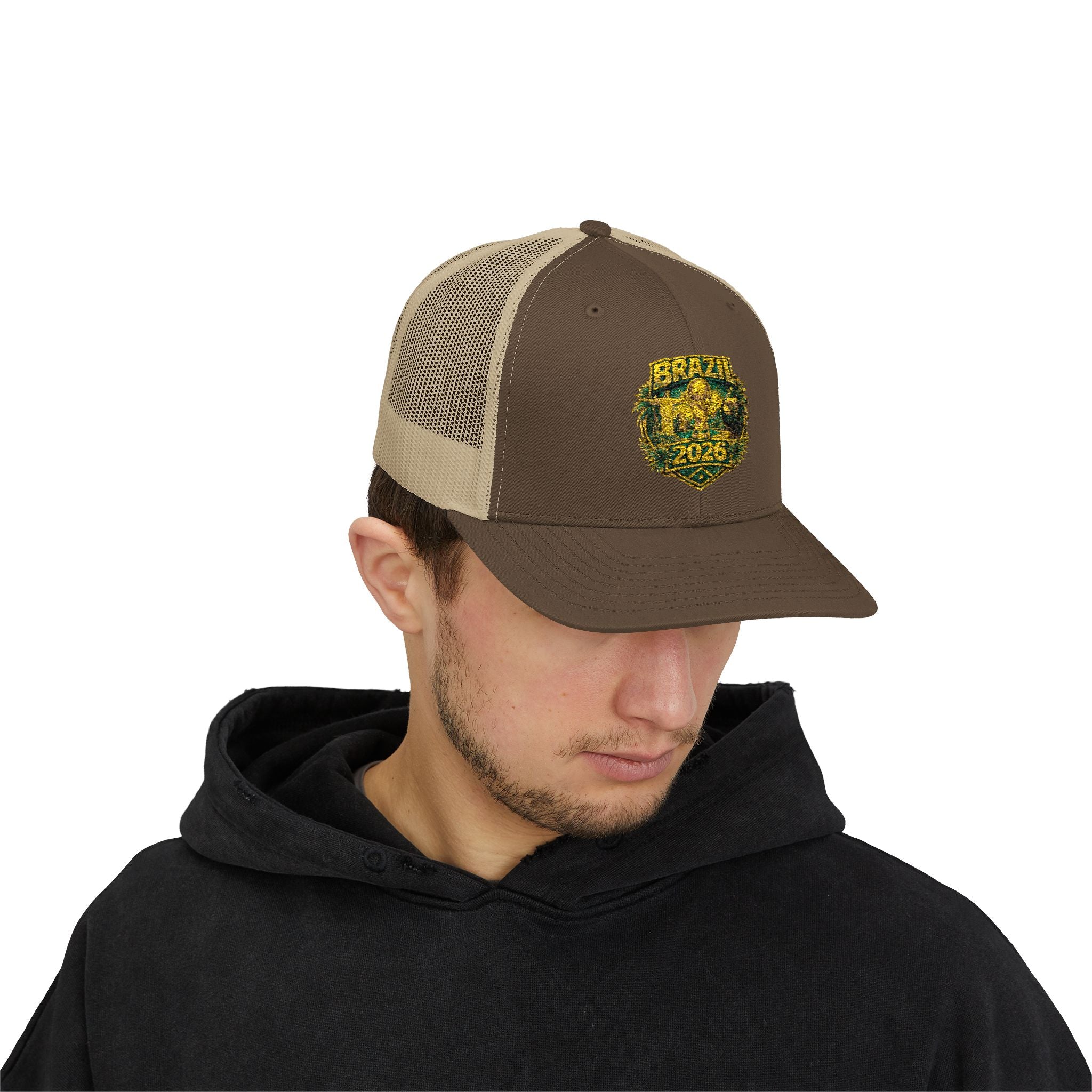 Brazil  Vintage Patch Trucker Cap — Rustic 2026 Crest Snapback