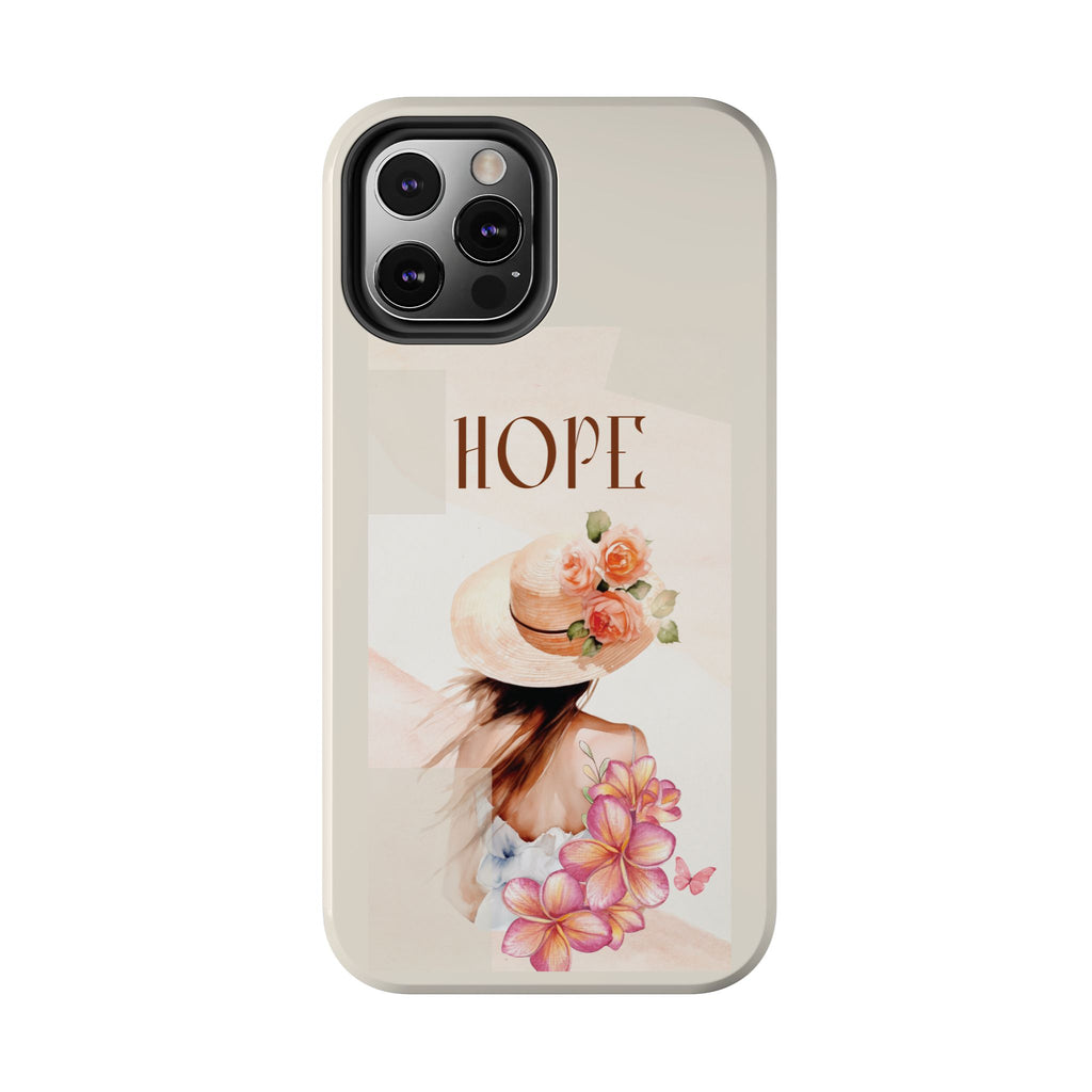 Hope Floral Tough Phone Case — Protective iPhone Case with Watercolor Girl & Flowers