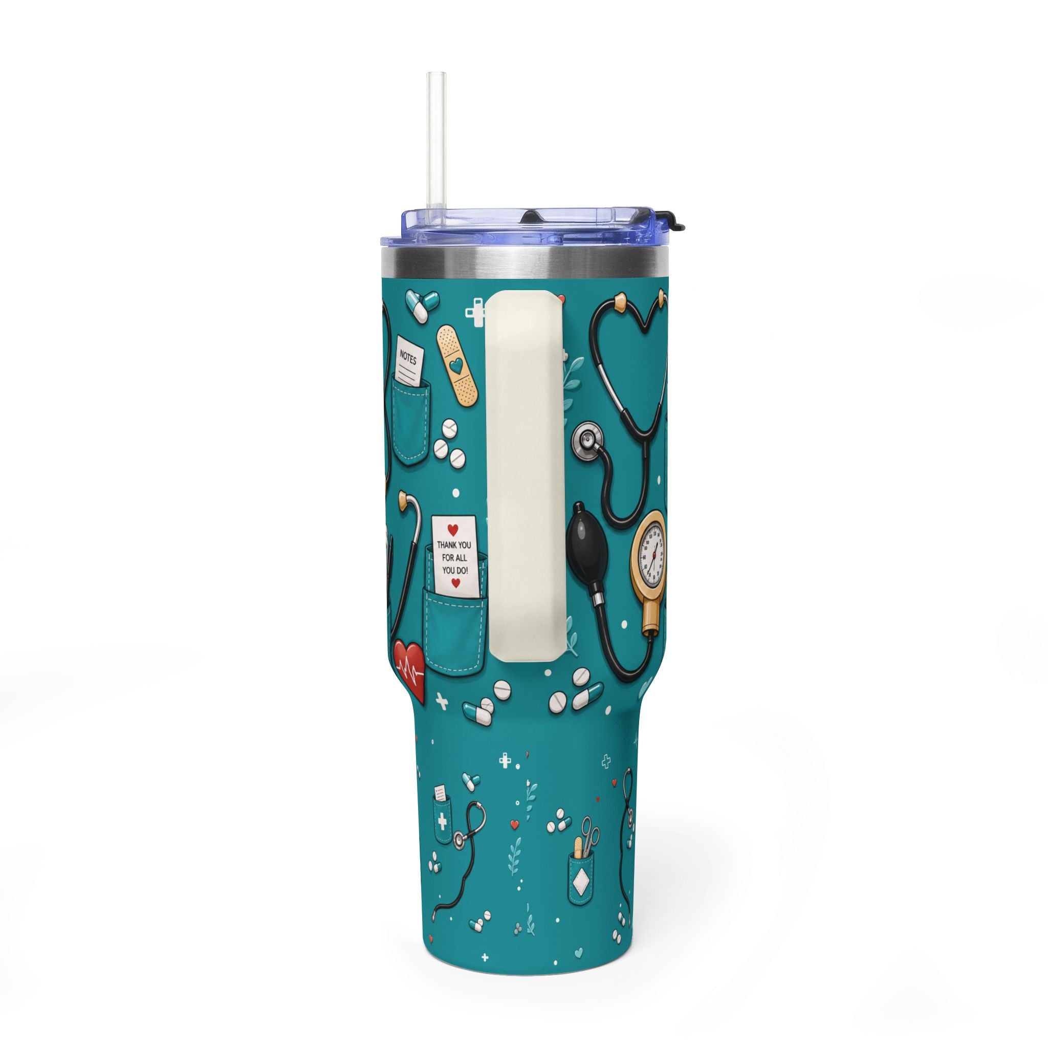 Nurse Nutrition 40oz Vacuum Tumbler – Medical Tools Pattern Insulated Travel Mug