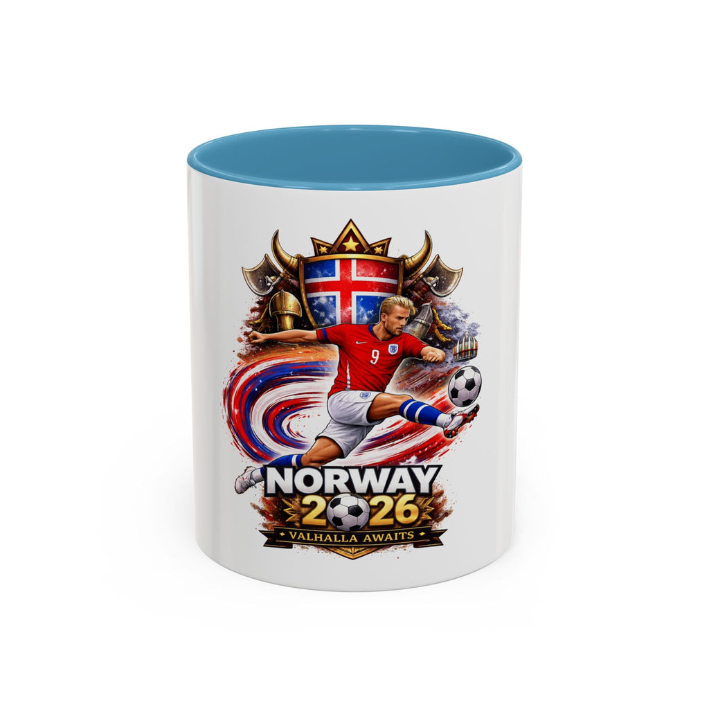 Norway 2026 Soccer Mug – Valhalla Awaits Football Fan Coffee Cup