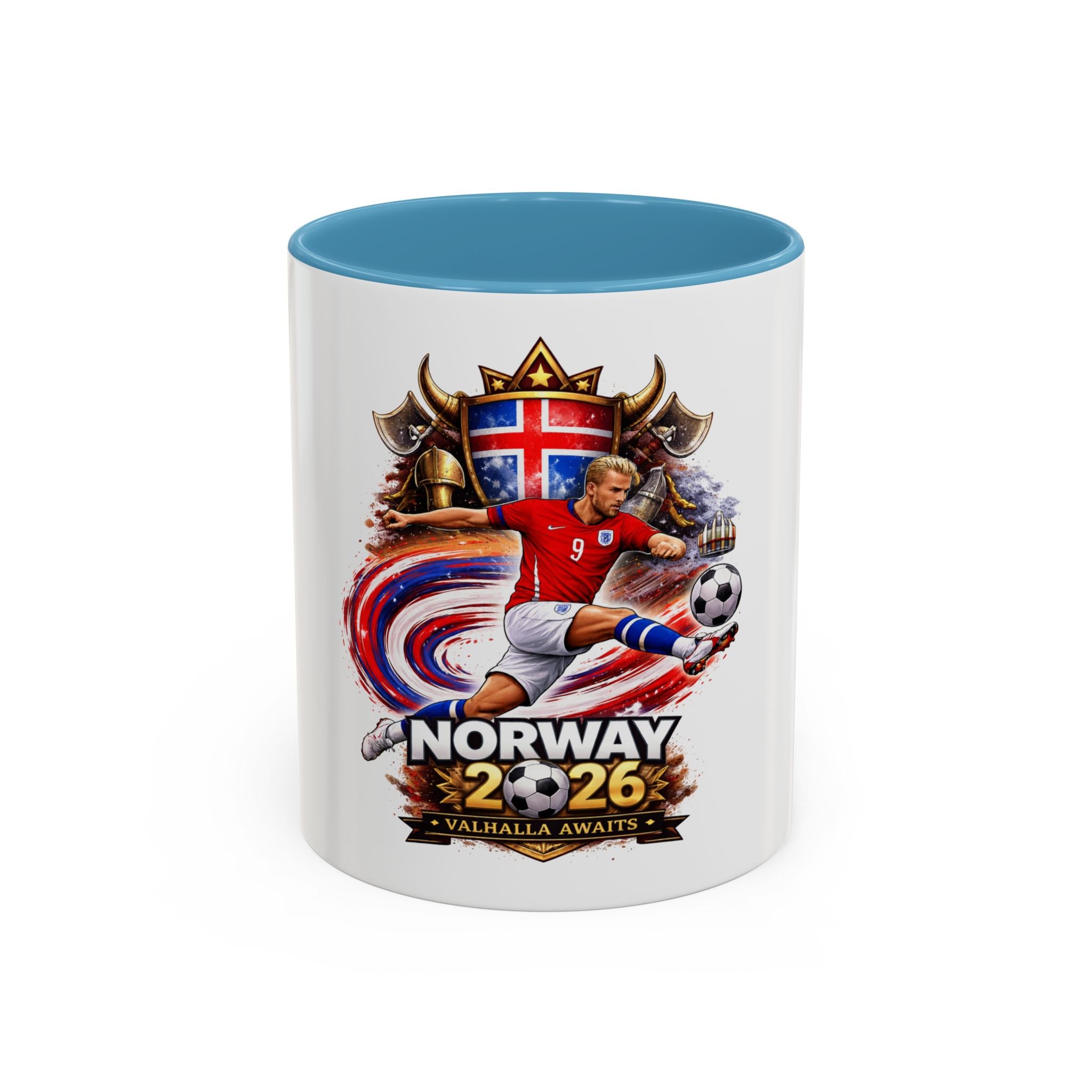Norway 2026 Soccer Mug – Valhalla Awaits Football Fan Coffee Cup