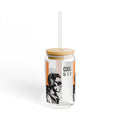 Cool Man Glass Sipper Cup — 16oz Bamboo Lid Straw Tumbler