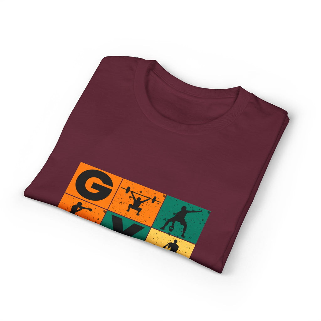 Gym Blocks Graphic T-Shirt — Retro Fitness Silhouette Tee