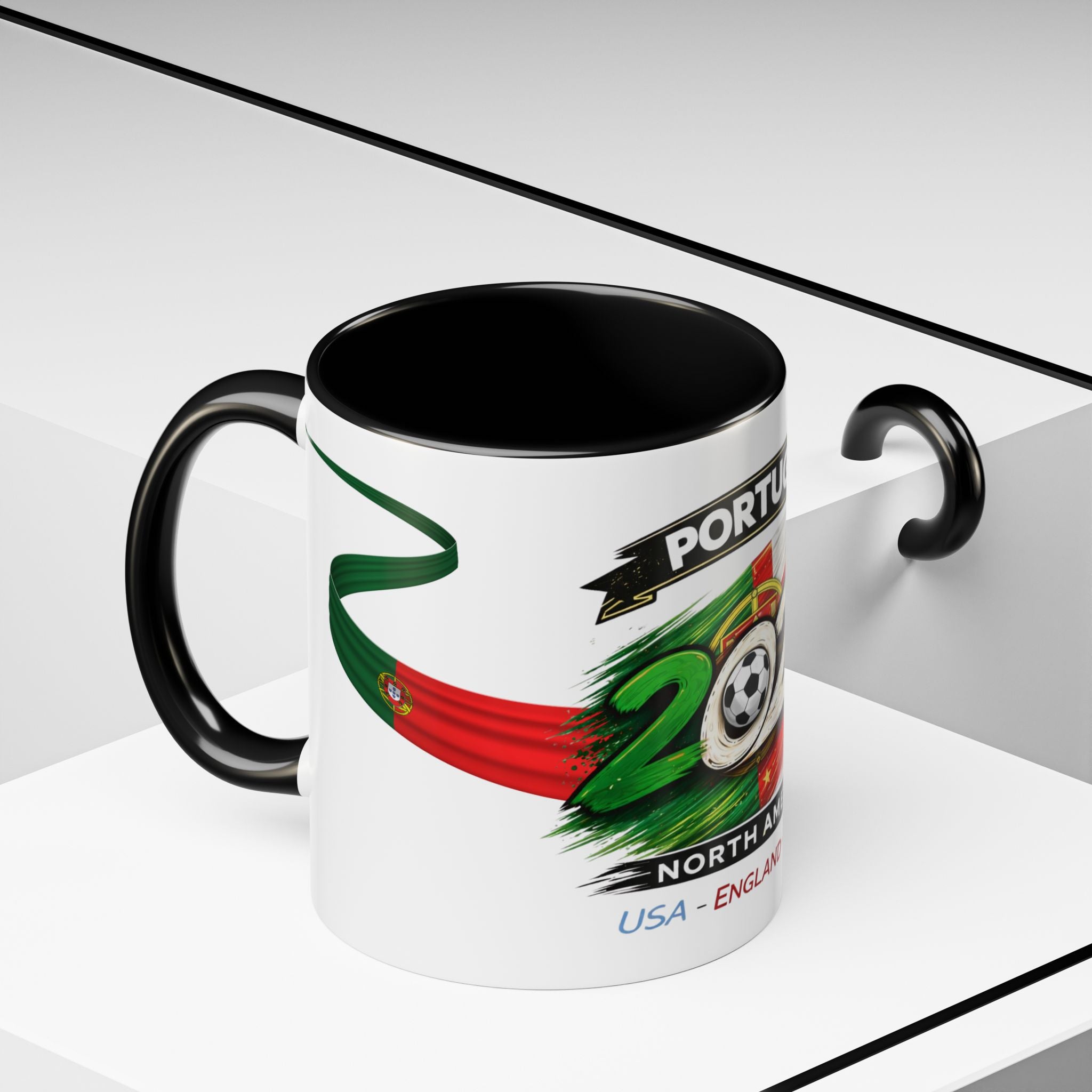Portugal 2026 Soccer Cup Accent Coffee Mug — USA England Mexico Host Nations