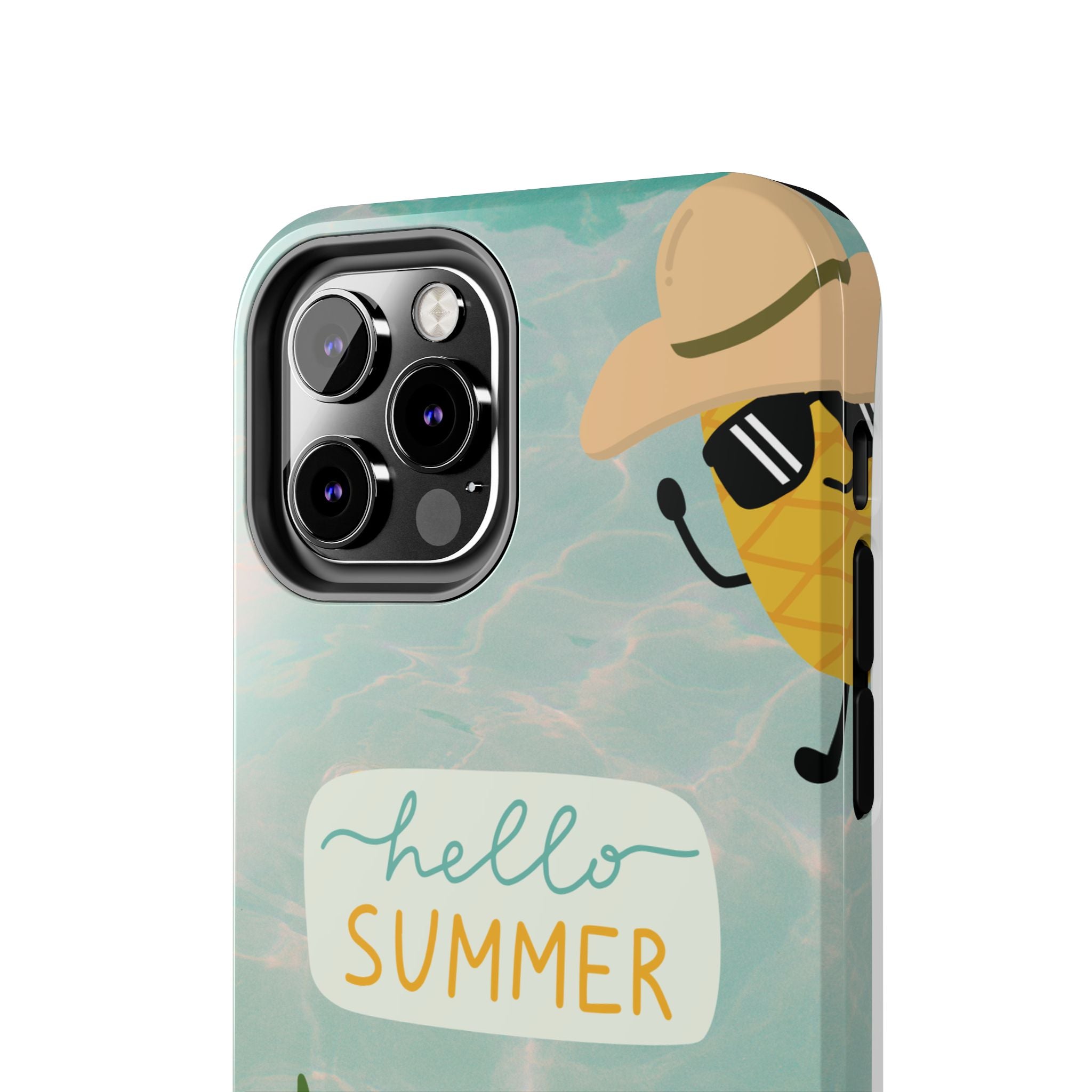 Hello Summer Tough Phone Case - Cute Pineapple & Oranges Beach Design
