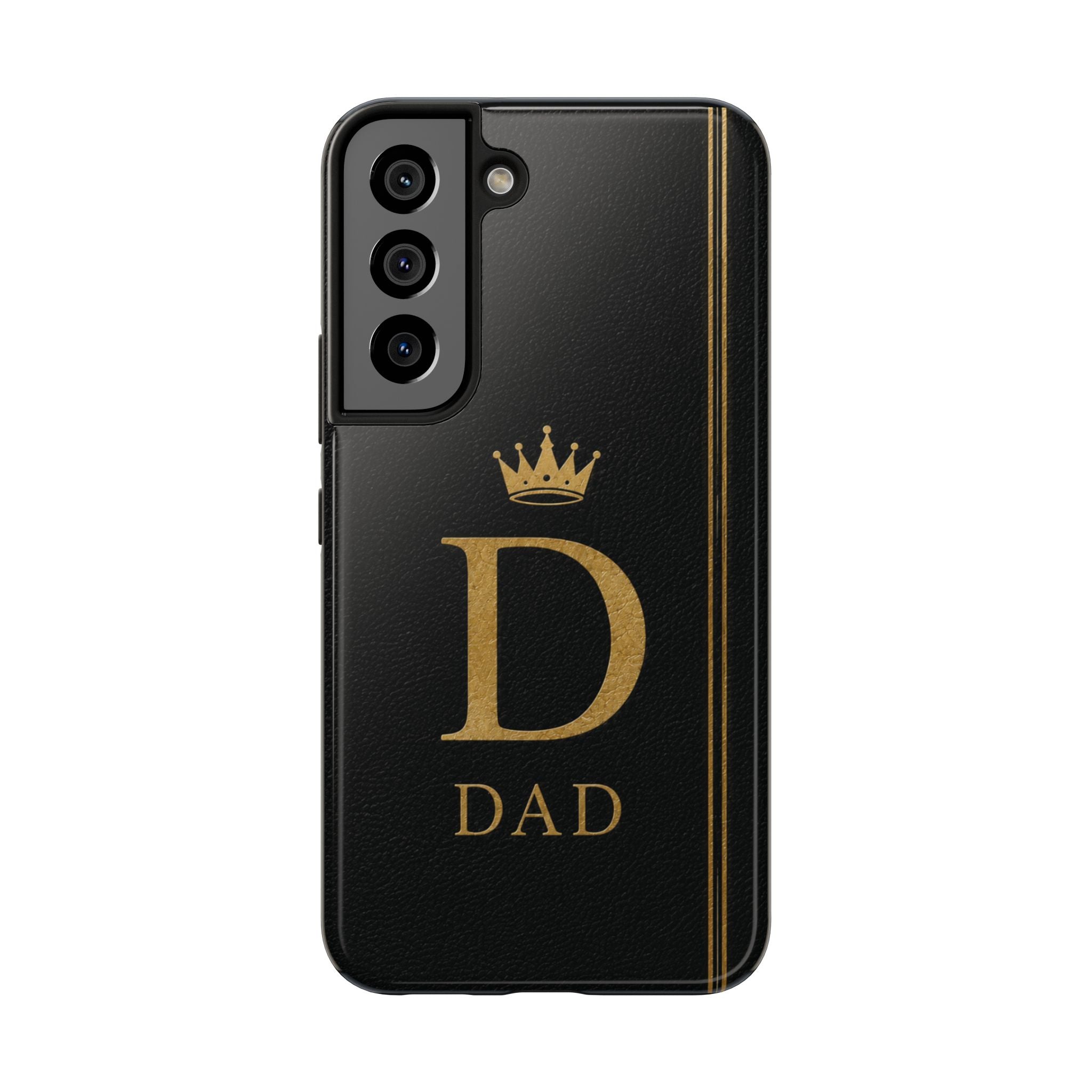 Dad Monogram Tough Phone Case — Black Gold Crown Initial