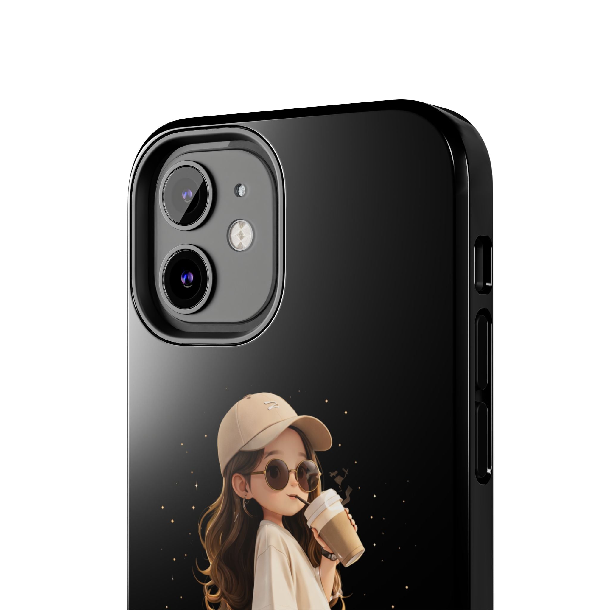 Phone Case — 'Running on Coffee' Cute Coffee Girl Protective Case