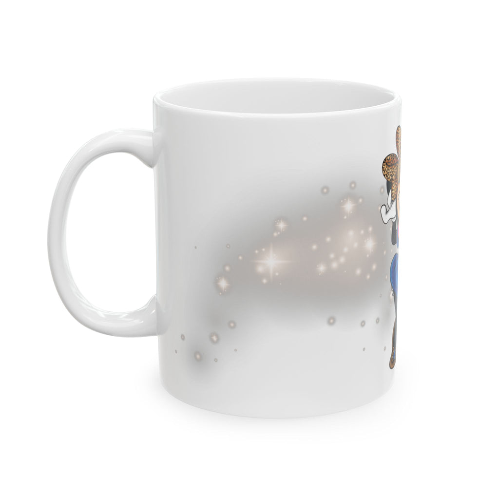 Minnie Mouse Glitter Bow Ceramic Mug (11oz) — Cute Disney Character Coffee Cup