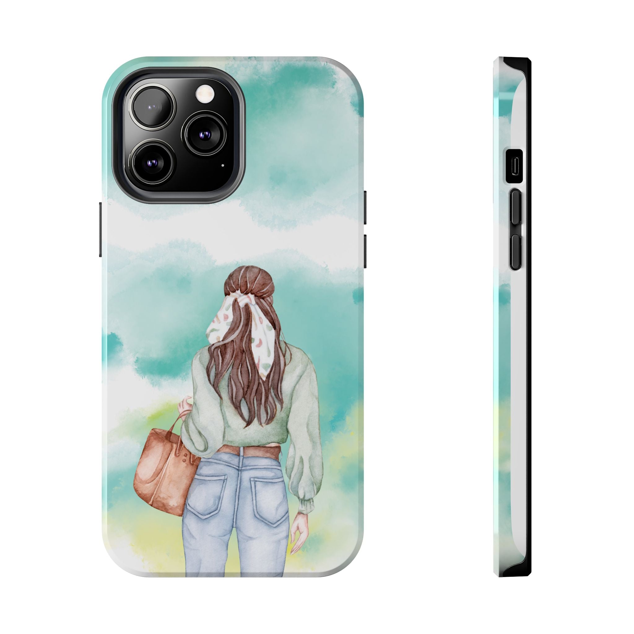 Watercolor Girl Tough Phone Case — Trendy Pastel Back-to-School Protective Cover