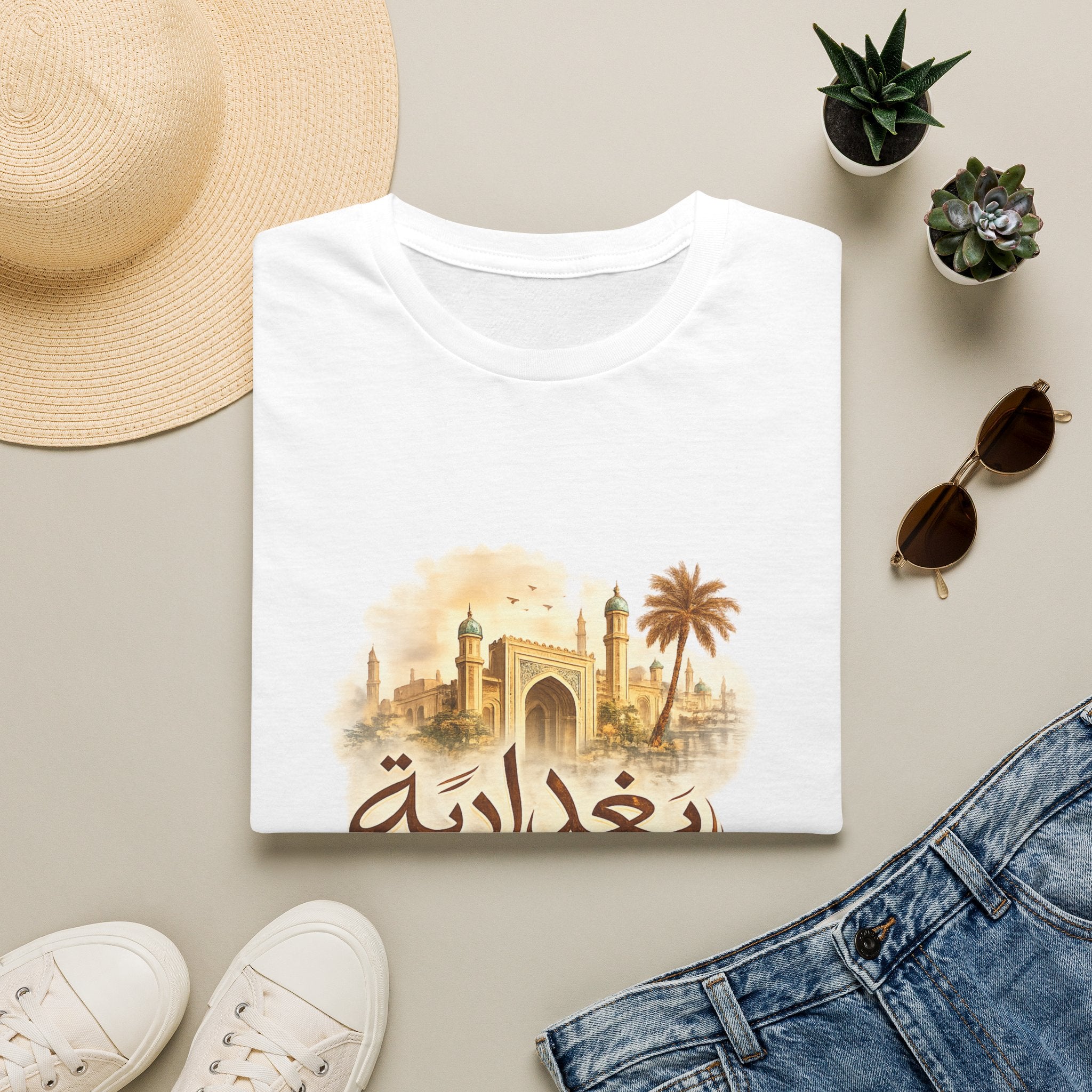 Baghdad Vintage Skyline T-Shirt — Arabic بغداد Design