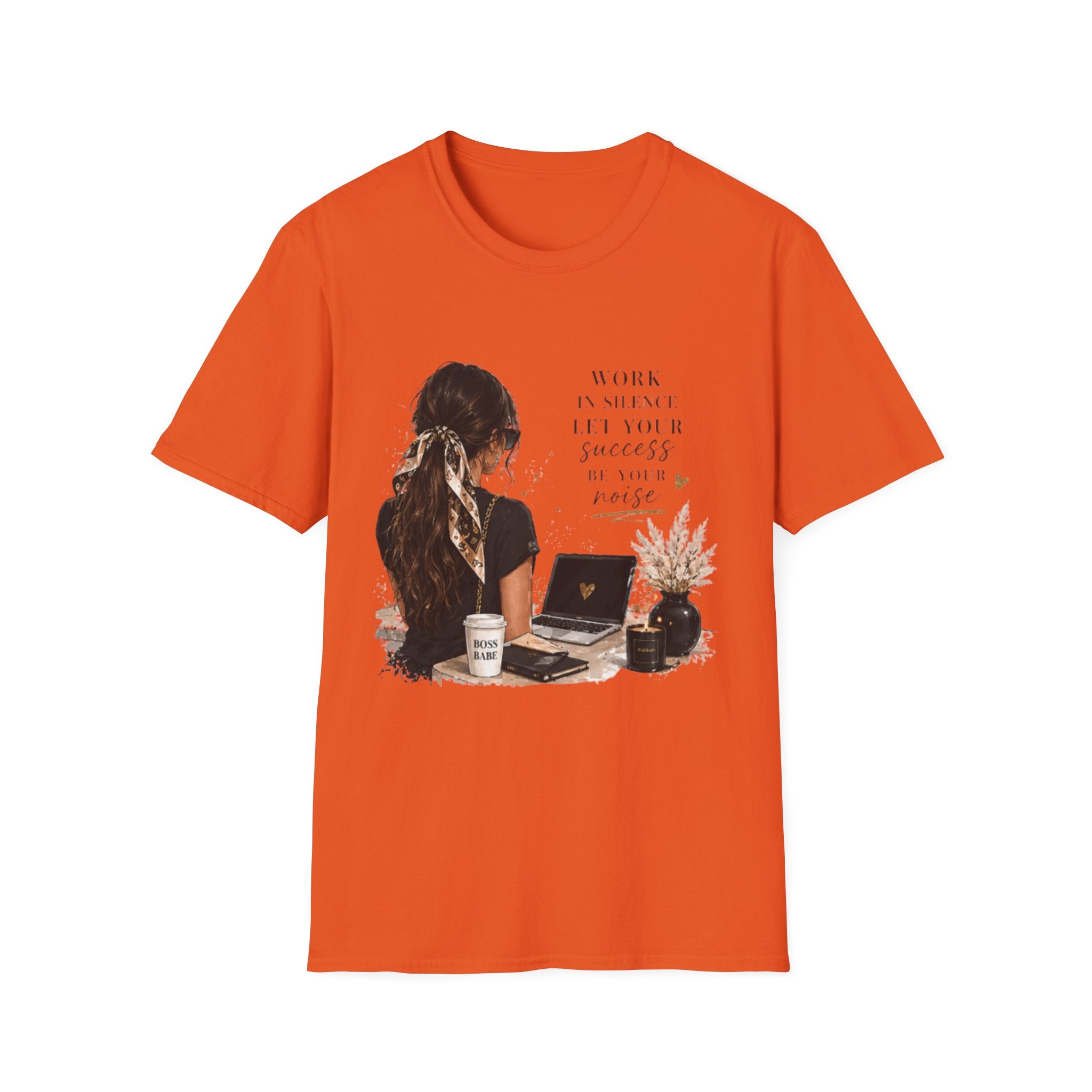 Work Patient Let Your Success Be Your Noise T-Shirt — Inspirational Girl Desk Graphic Tee
