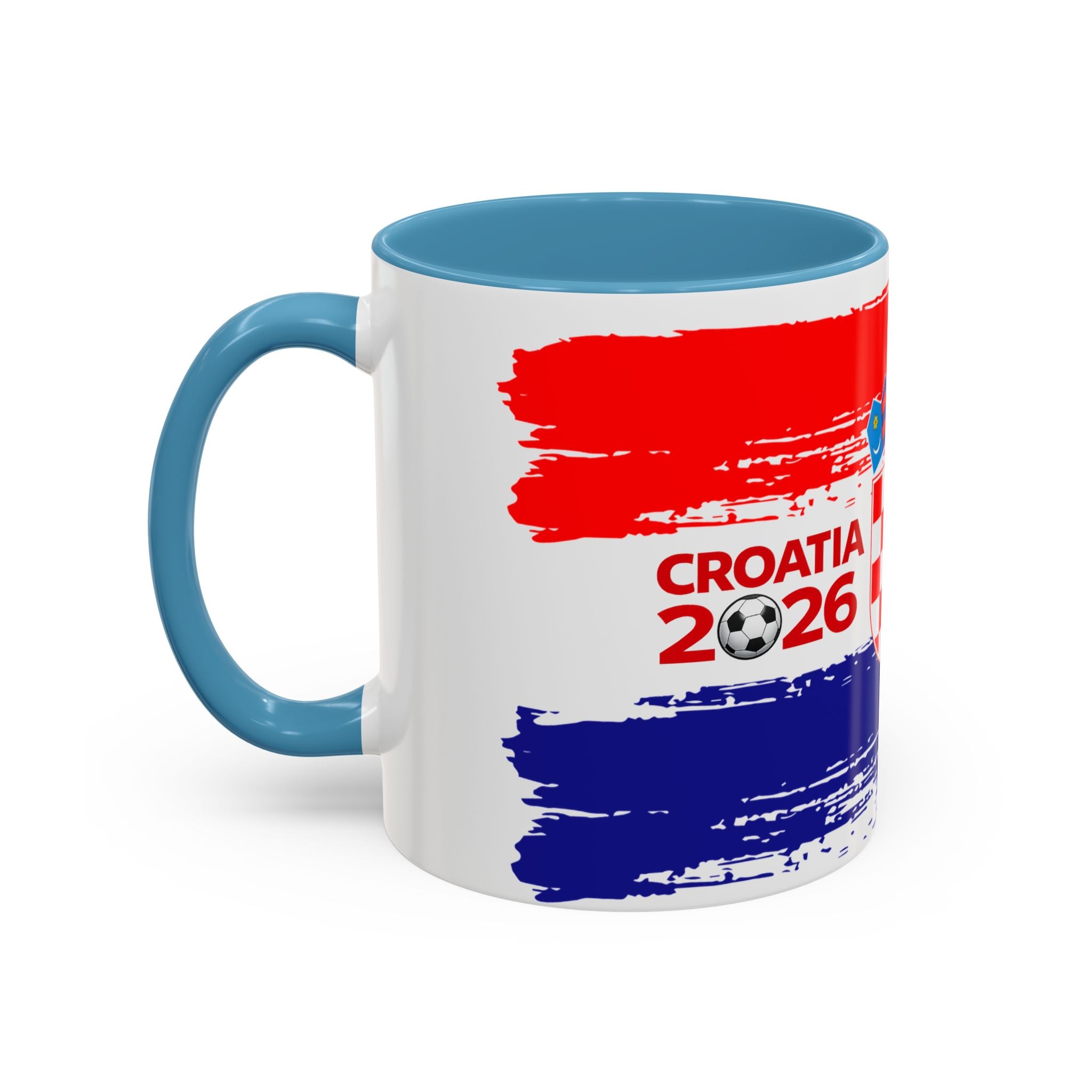 Croatia 2026 Accent Coffee Mug – Red White Blue Crest Soccer Fan Gift