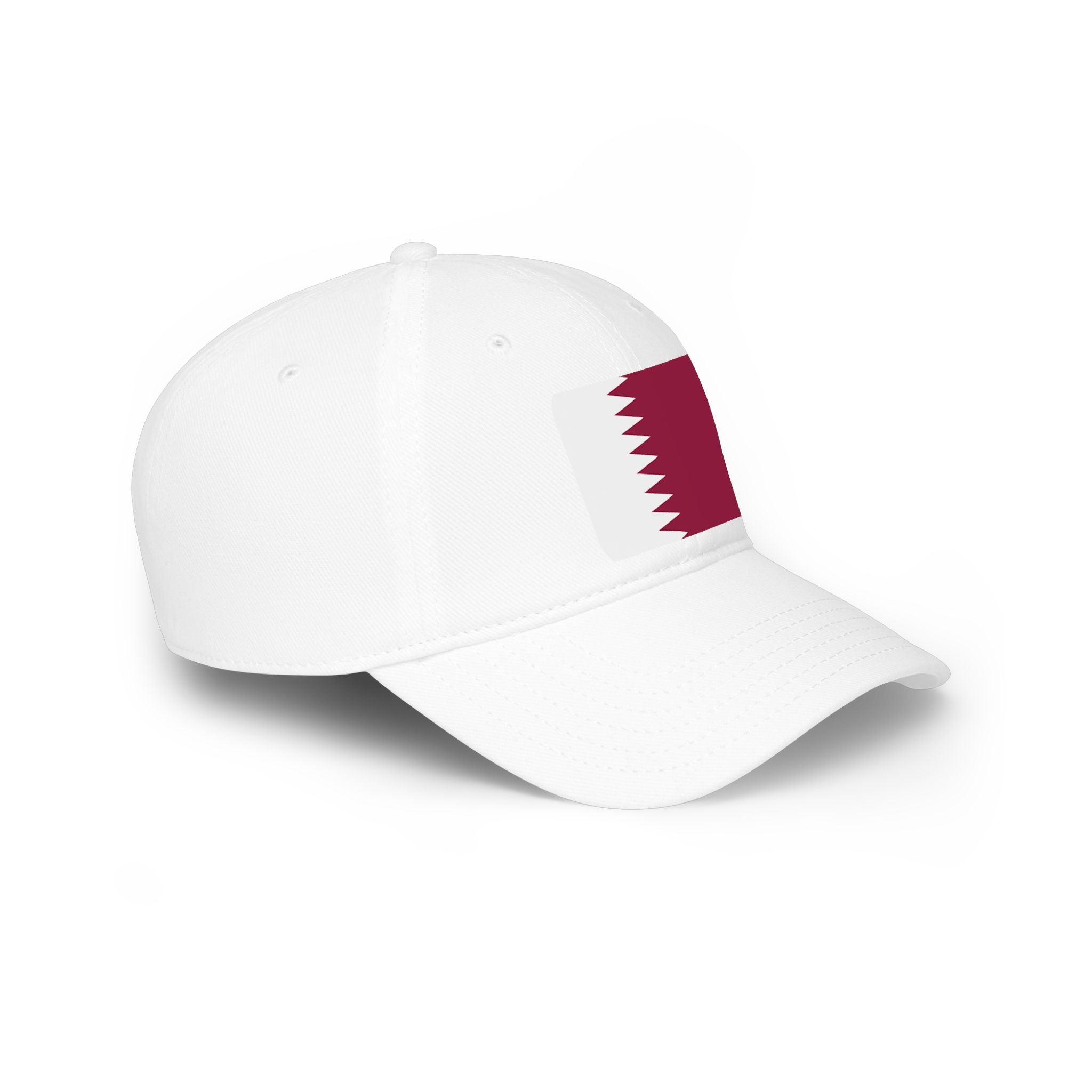 Qatar Flag Baseball Cap — Low Profile White Dad Hat