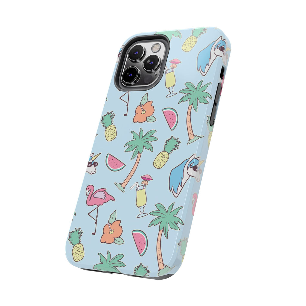 Tropical Summer Tough Phone Case — Pineapple, Flamingo & Palm Pattern