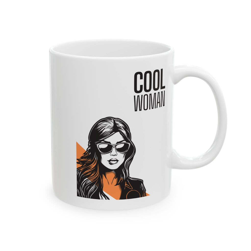 Empowered Woman Ceramic Mug — 'Cool Woman' Illustrated Coffee Cup (11oz/15oz)