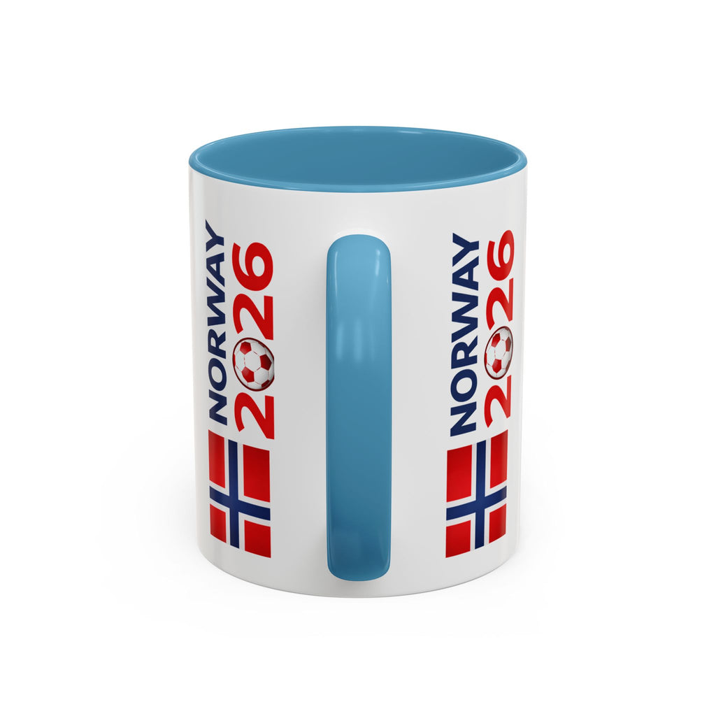 Norway Flag Accent Coffee Mug – Norway 2026 Soccer Fan Ceramic Mug (11/15oz)