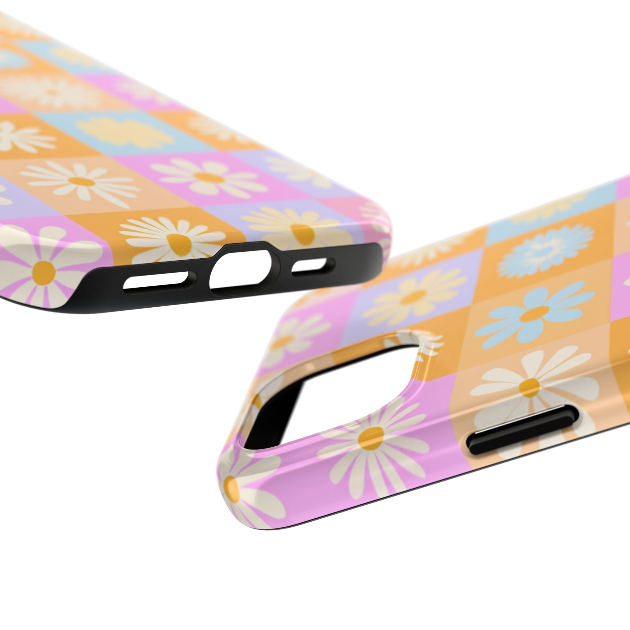 Daisy Check Tough Phone Case – Retro Pastel Floral iPhone Cover