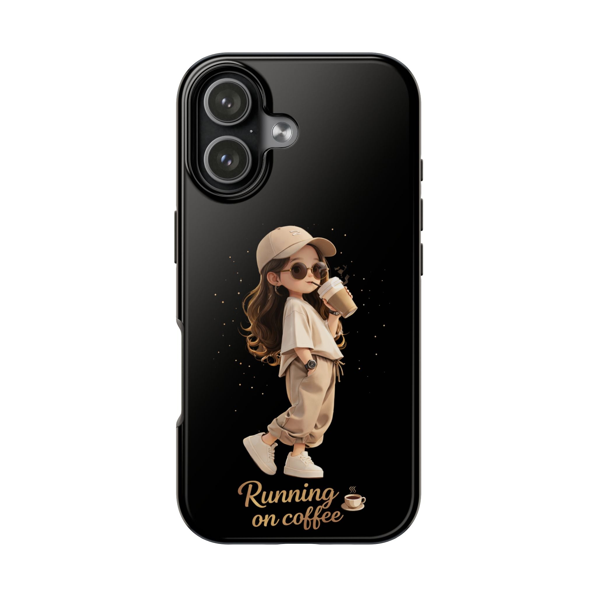 Phone Case — 'Running on Coffee' Cute Coffee Girl Protective Case