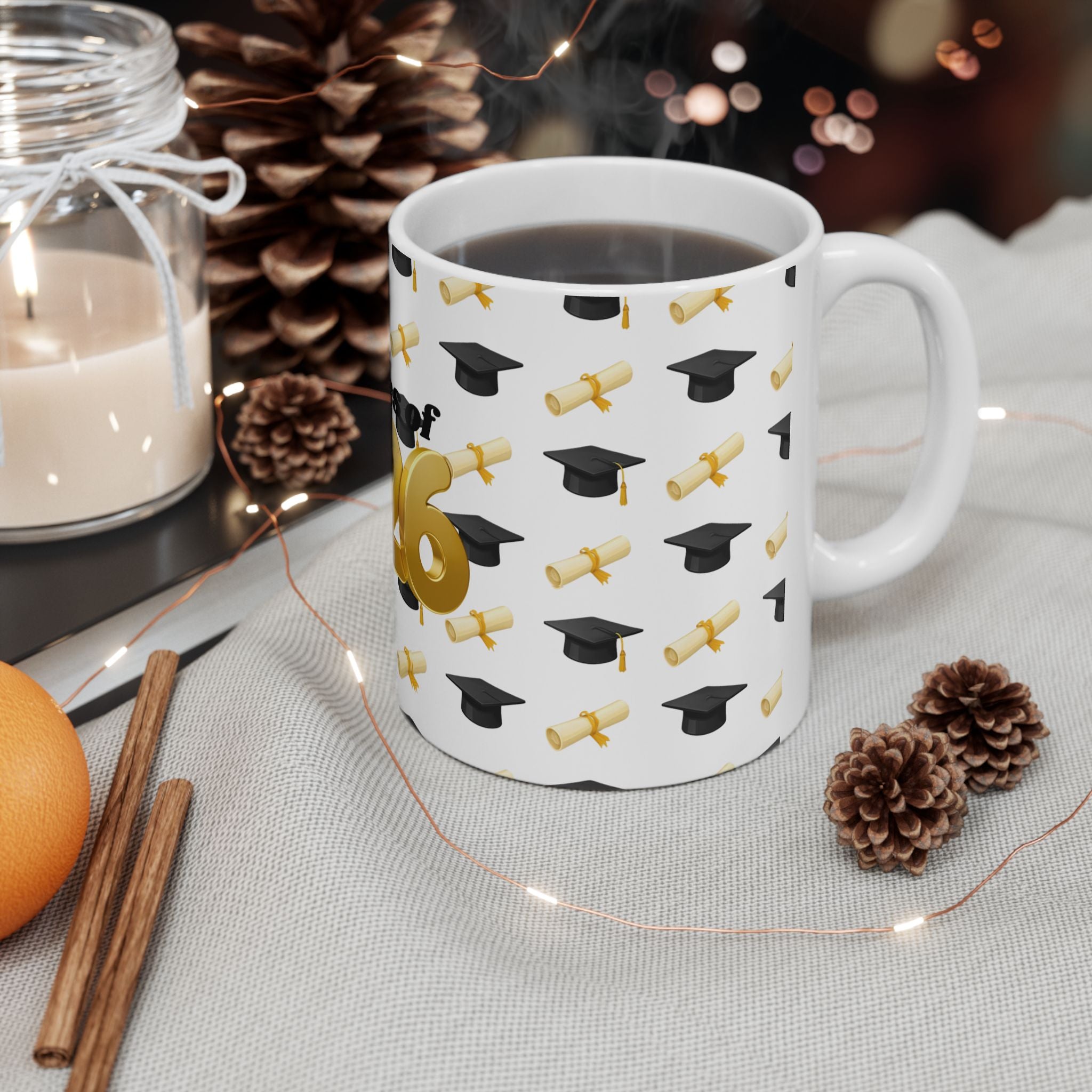 Class of 2026 Graduation Mug – Gold Balloon Year Coffee Cup (11oz/15oz)