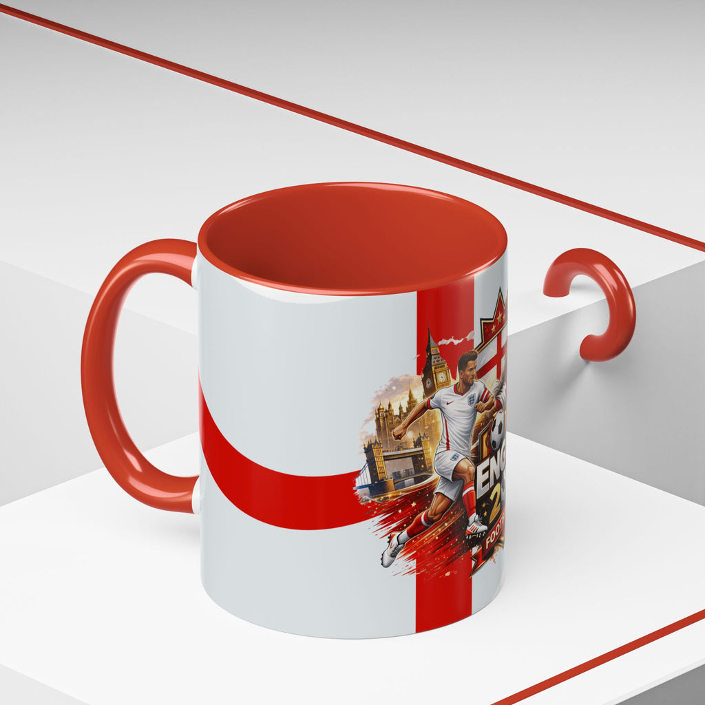 England 2026 Football Cup Accent Mug — Lion & St. George Soccer Coffee Cup (11/15oz)
