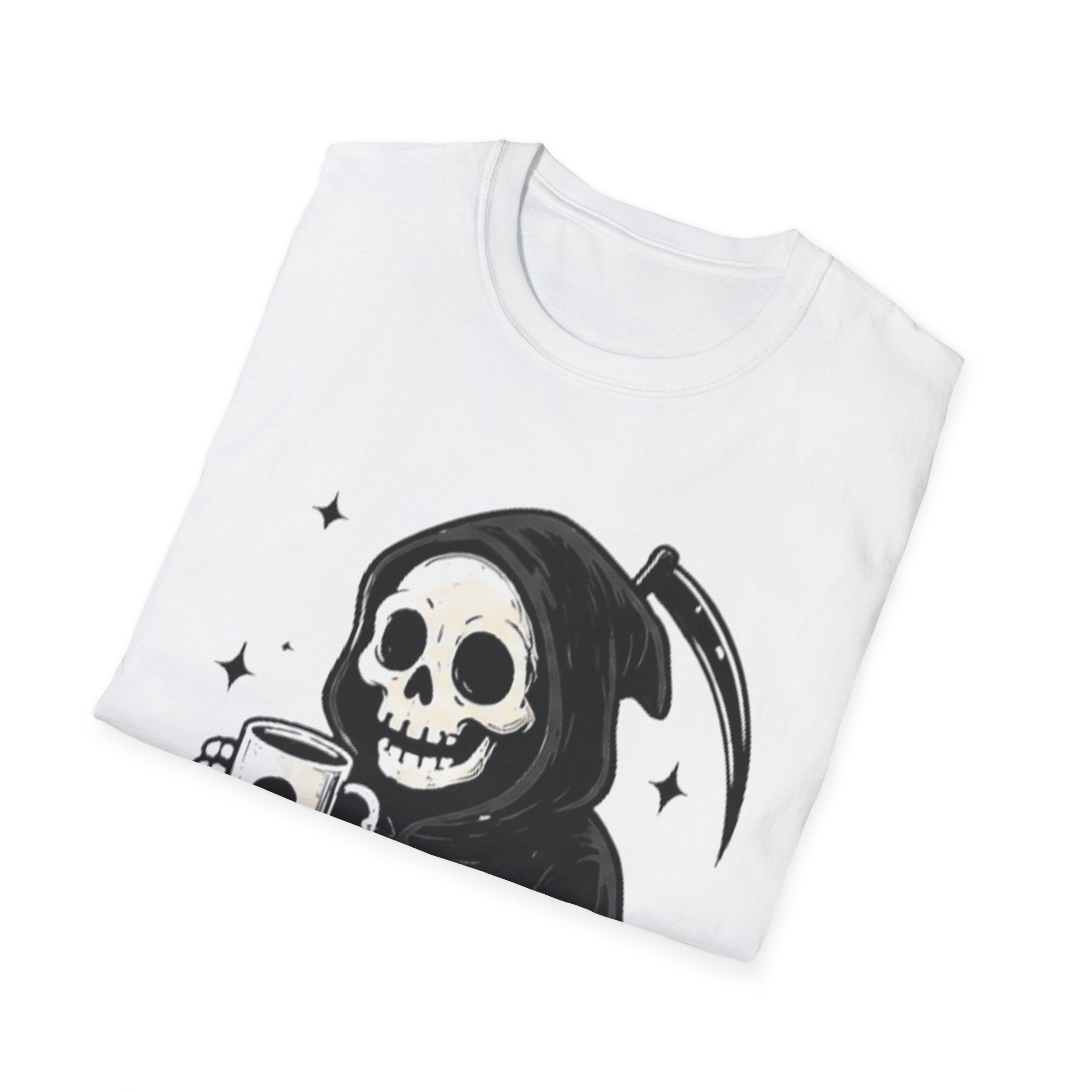 Coffee First, Problems Later Unisex T-Shirt — Grim Reaper Coffee Tee