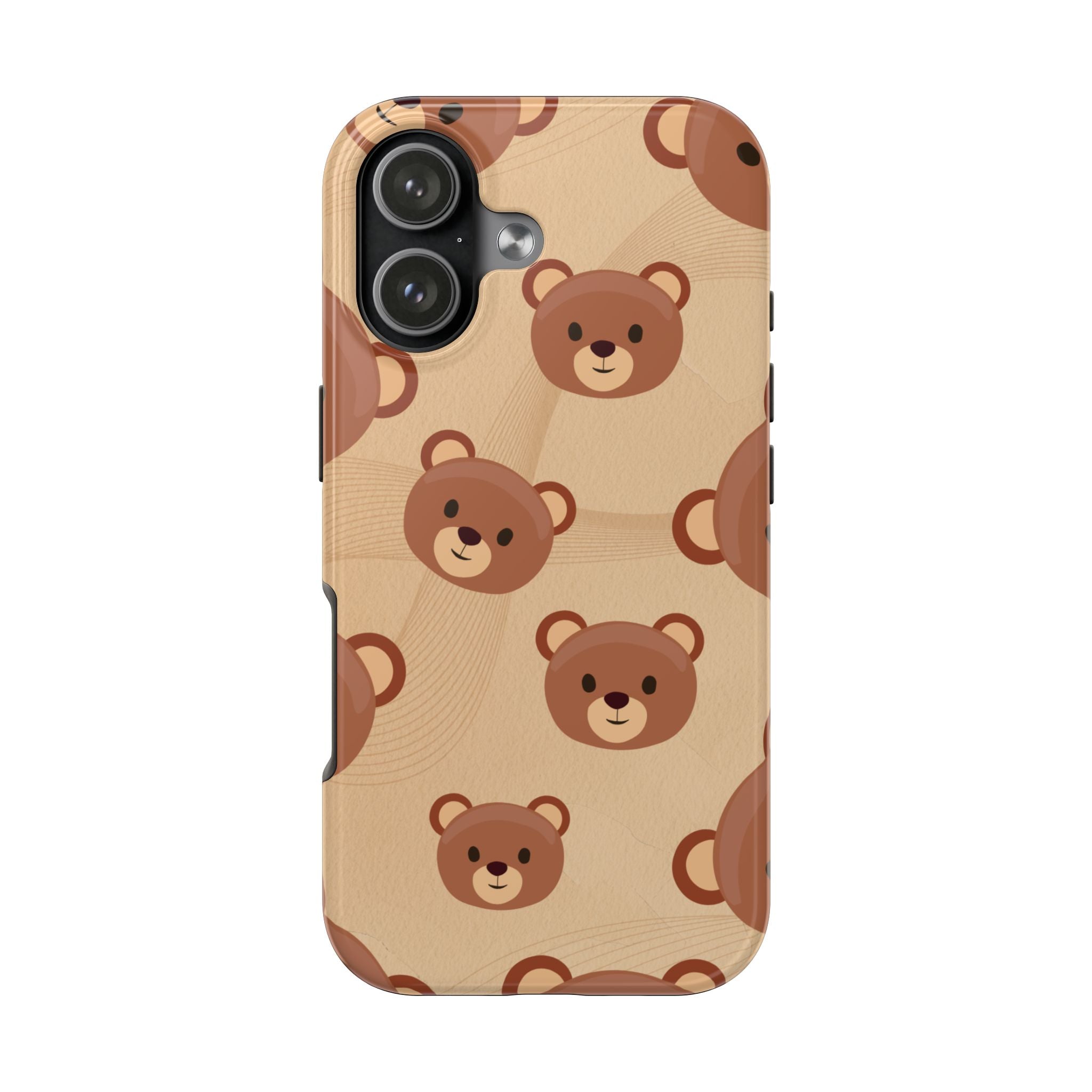 Bear Pattern Tough Phone Case — Cute Brown Bear Protective Phone Cover