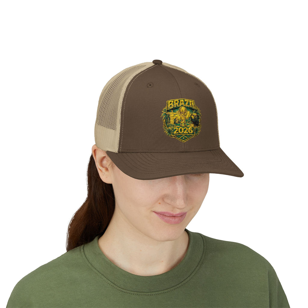 Brazil  Vintage Patch Trucker Cap — Rustic 2026 Crest Snapback