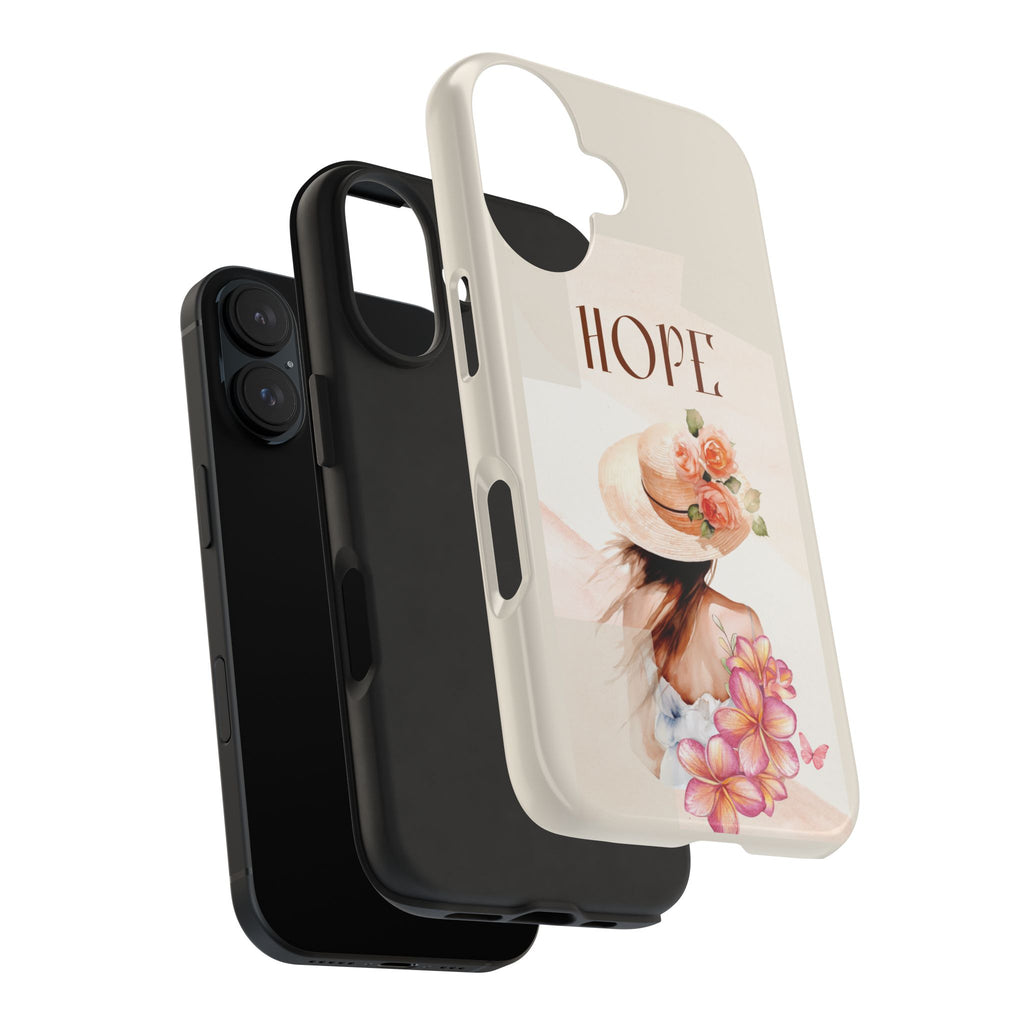 Hope Floral Tough Phone Case — Protective iPhone Case with Watercolor Girl & Flowers