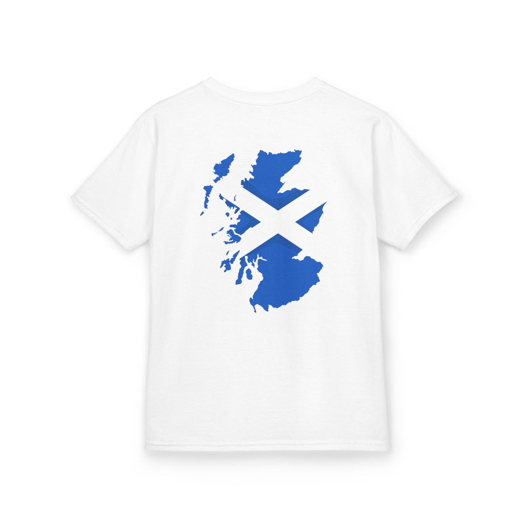 Scotland Kids Soccer T‑Shirt — Scottish Flag Map & Fans Tee