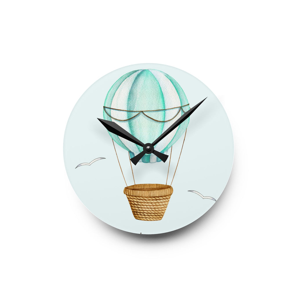 Acrylic Wall Clock — Mint Hot Air Balloon Nursery Clock