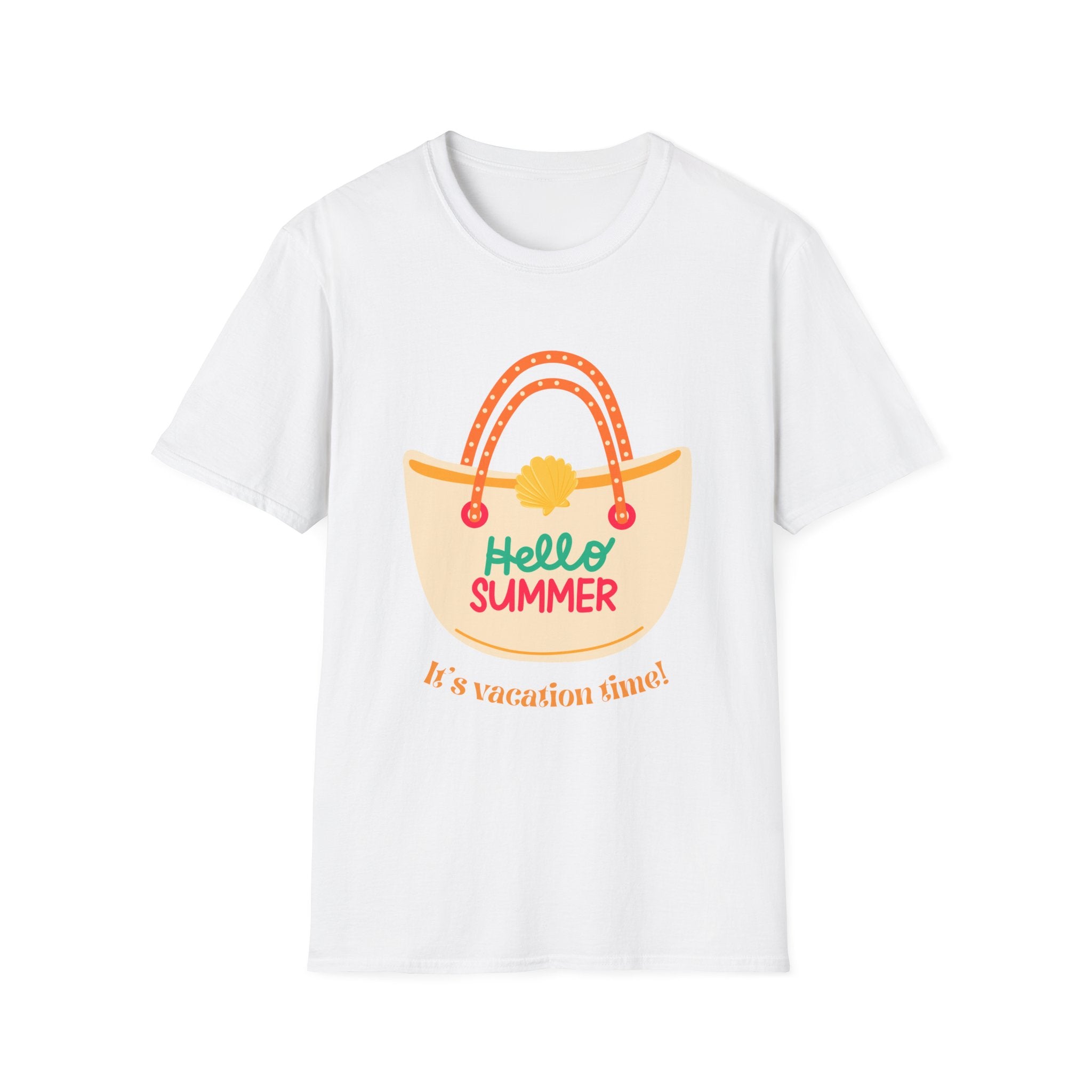 Hello Summer Tote Graphic T-Shirt — "Hello Summer, It’s Vacation Time!"
