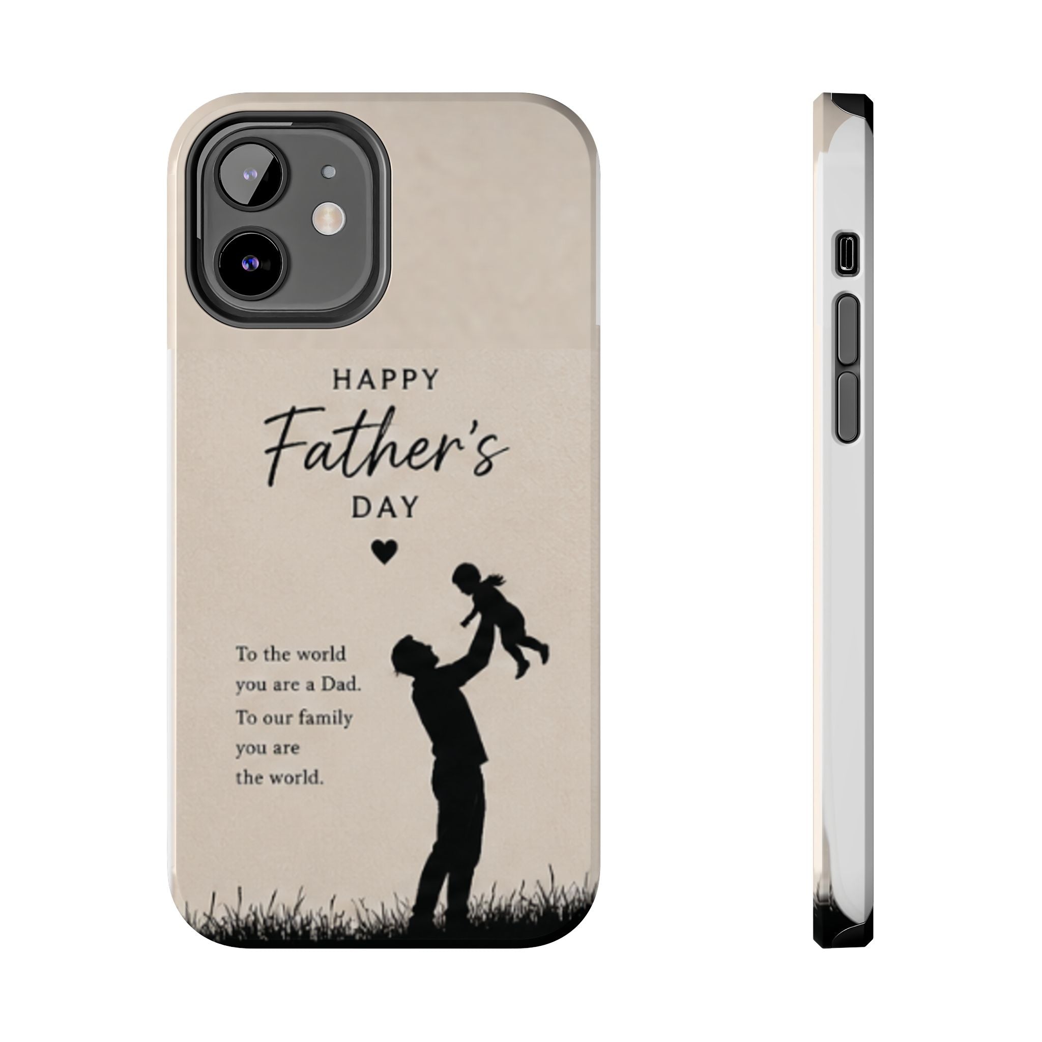 Father's Day Tough Phone Case — "Happy Father's Day" Silhouette Dad & Child Protective Cover