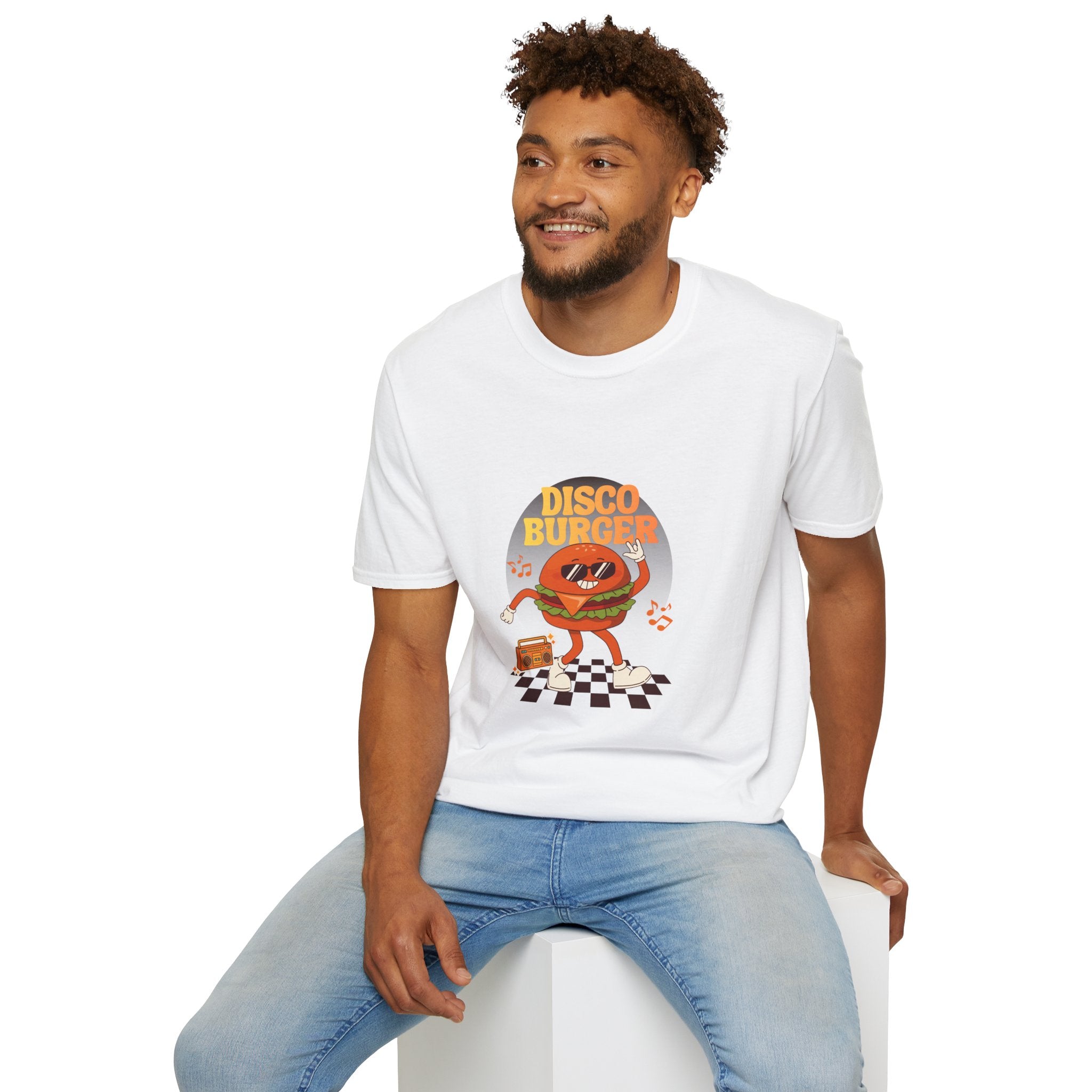 Disco Burger T-Shirt — Retro Dancing Burger Graphic Tee