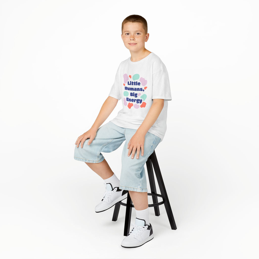 Kids Tee — “Little Humans, Big Energy” Colorful Playful Graphic