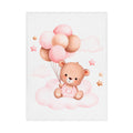 Pink Teddy Balloon Toddler Blanket — Soft Baby Shower & Nursery Throw