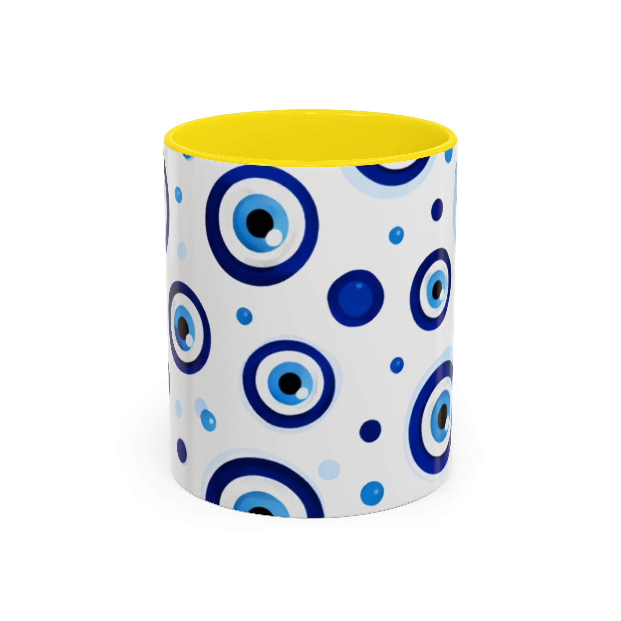 Evil Eye Accent Coffee Mug – Blue Nazar Protection Ceramic Cup (11/15oz)