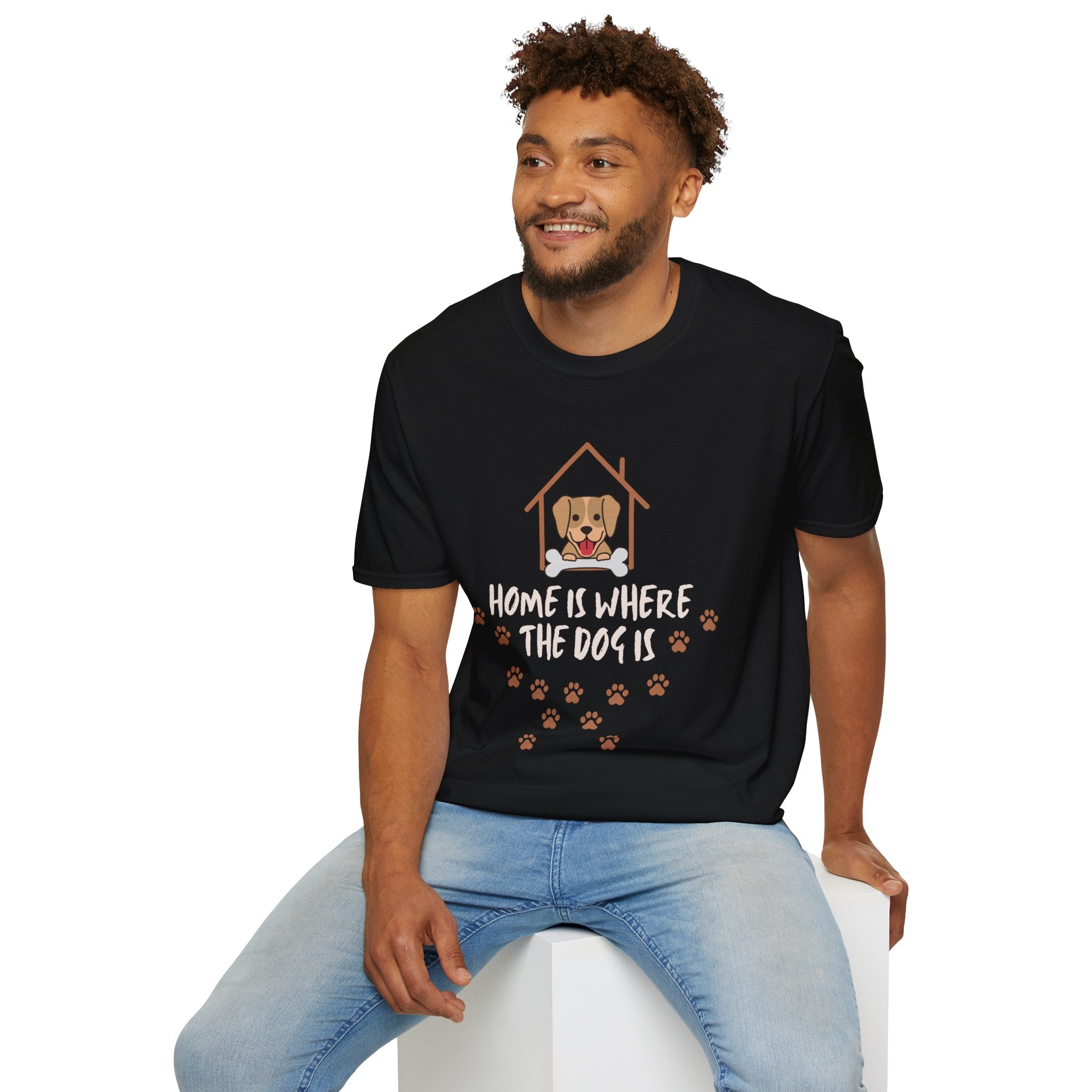 Dog Lover T-Shirt — "Home Is Where The Dog Is" Paw Print Tee