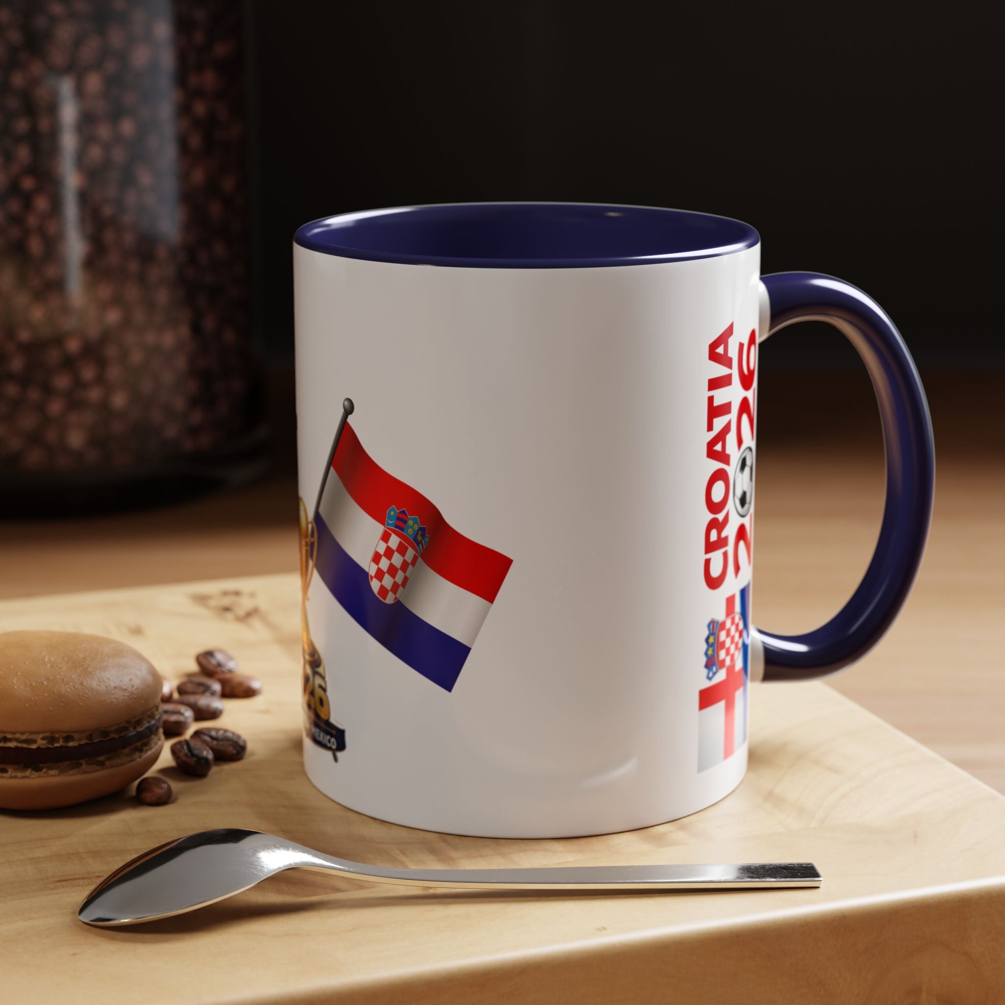 Croatia 2026 Soccer Fan Coffee Mug — Flags & Trophy Cup Design