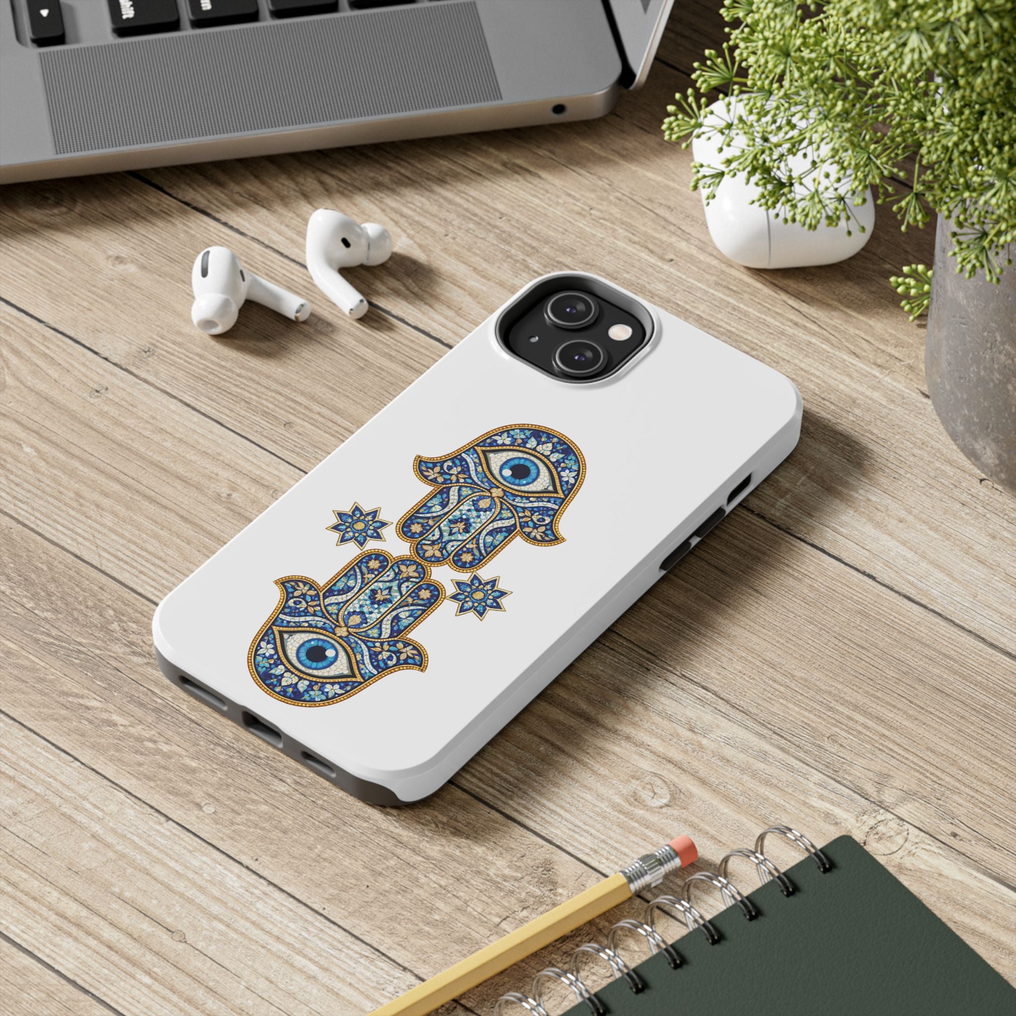 Hamsa Eye Tough Phone Case — Blue Mosaic Protective Phone Cover