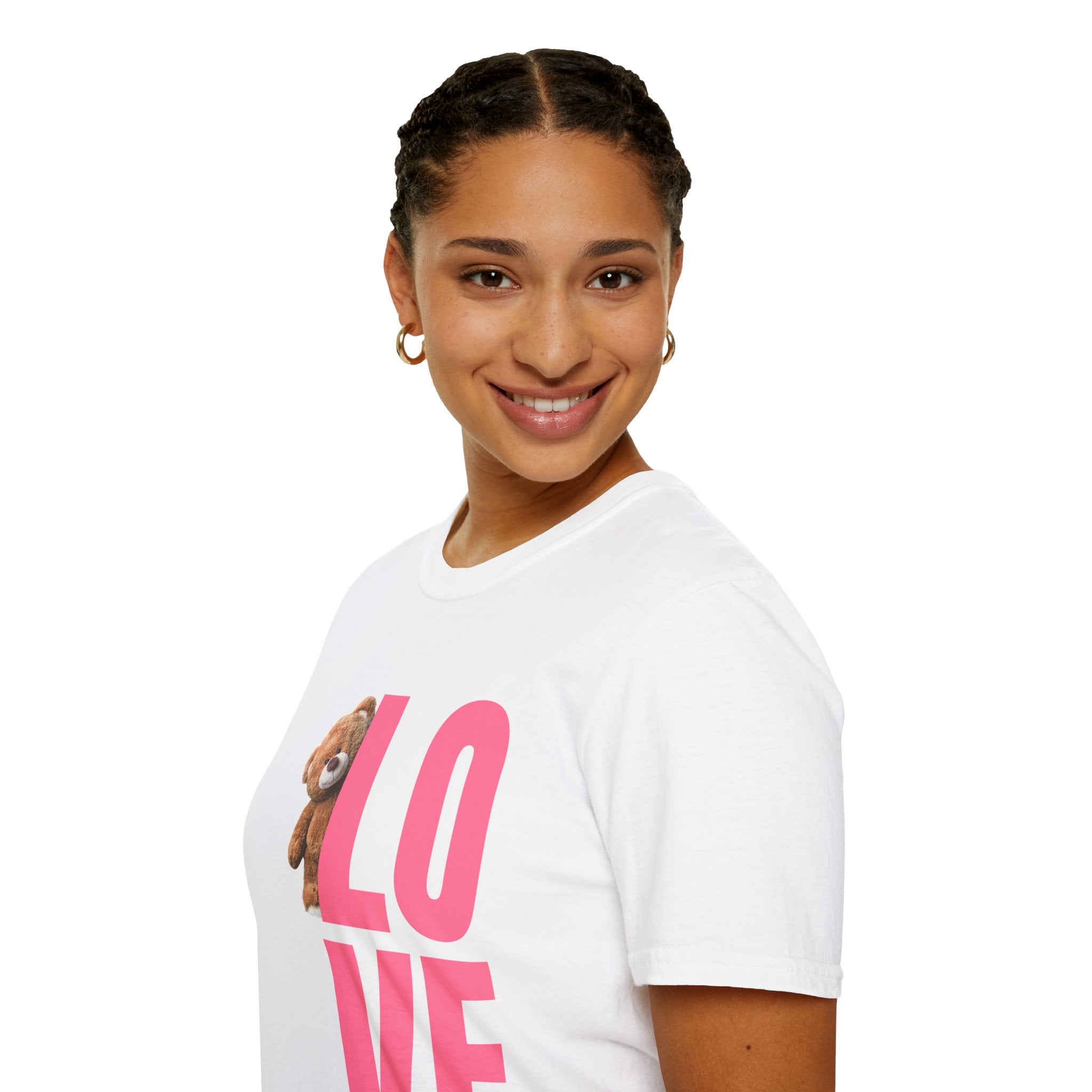 LOVE Teddy Bear T-Shirt — Cute Pink Love Graphic Tee for Valentine’s Day