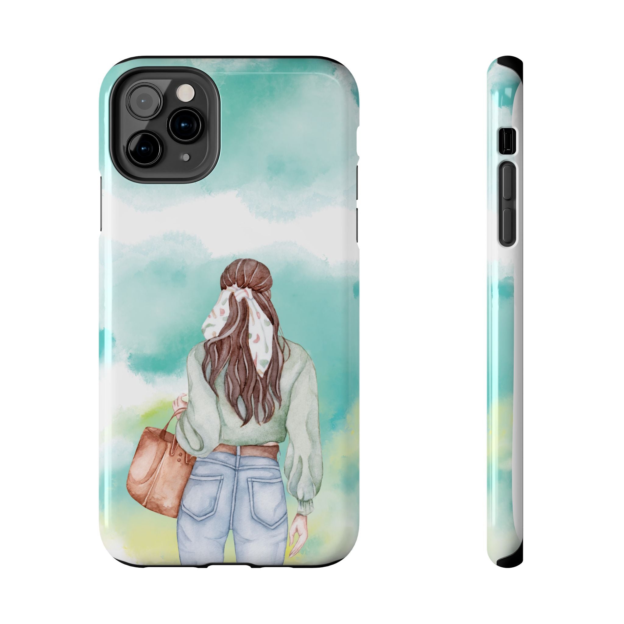 Watercolor Girl Tough Phone Case — Trendy Pastel Back-to-School Protective Cover